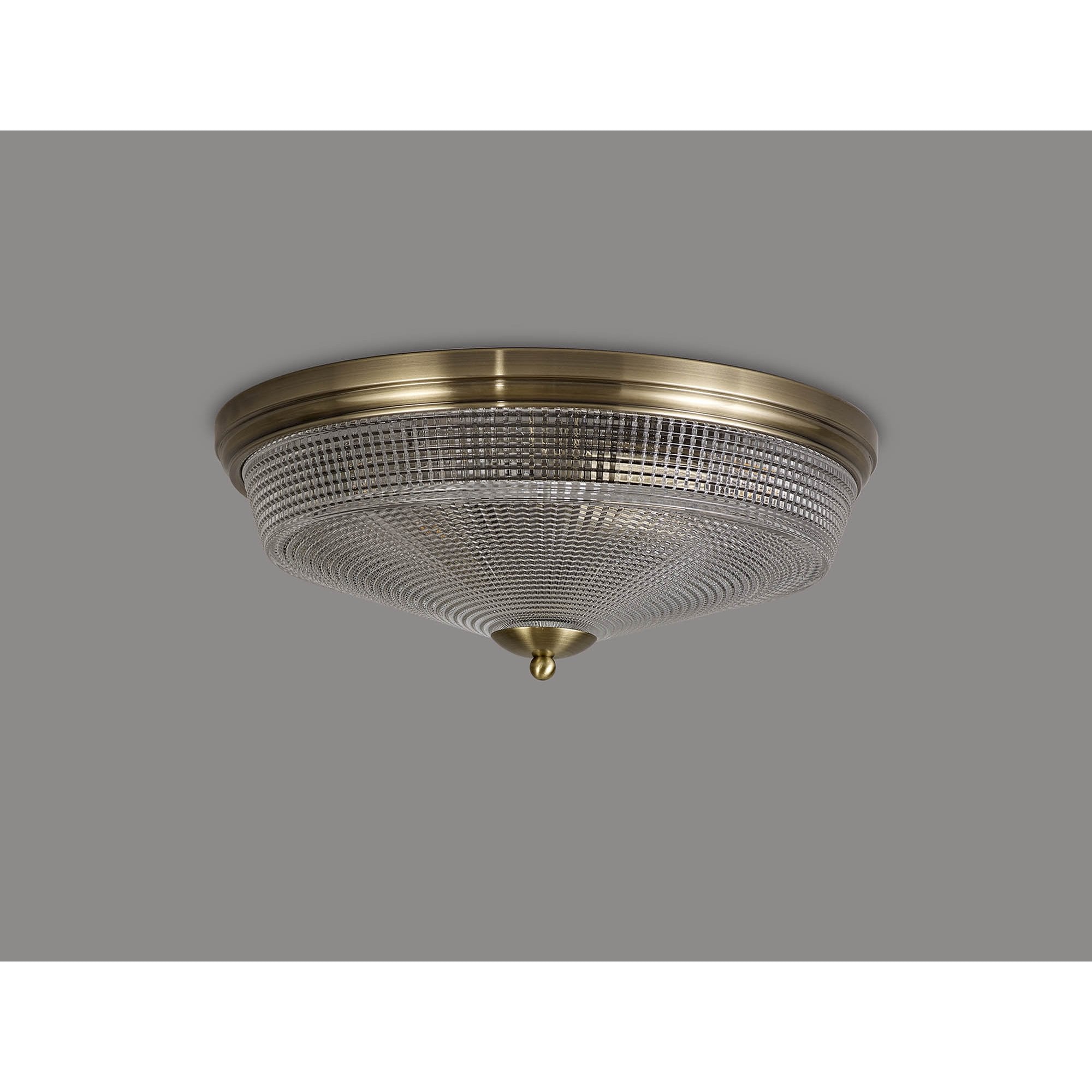 Fabula Maida 3 Light Flush Light - Antique Brass & Prismatic Glass