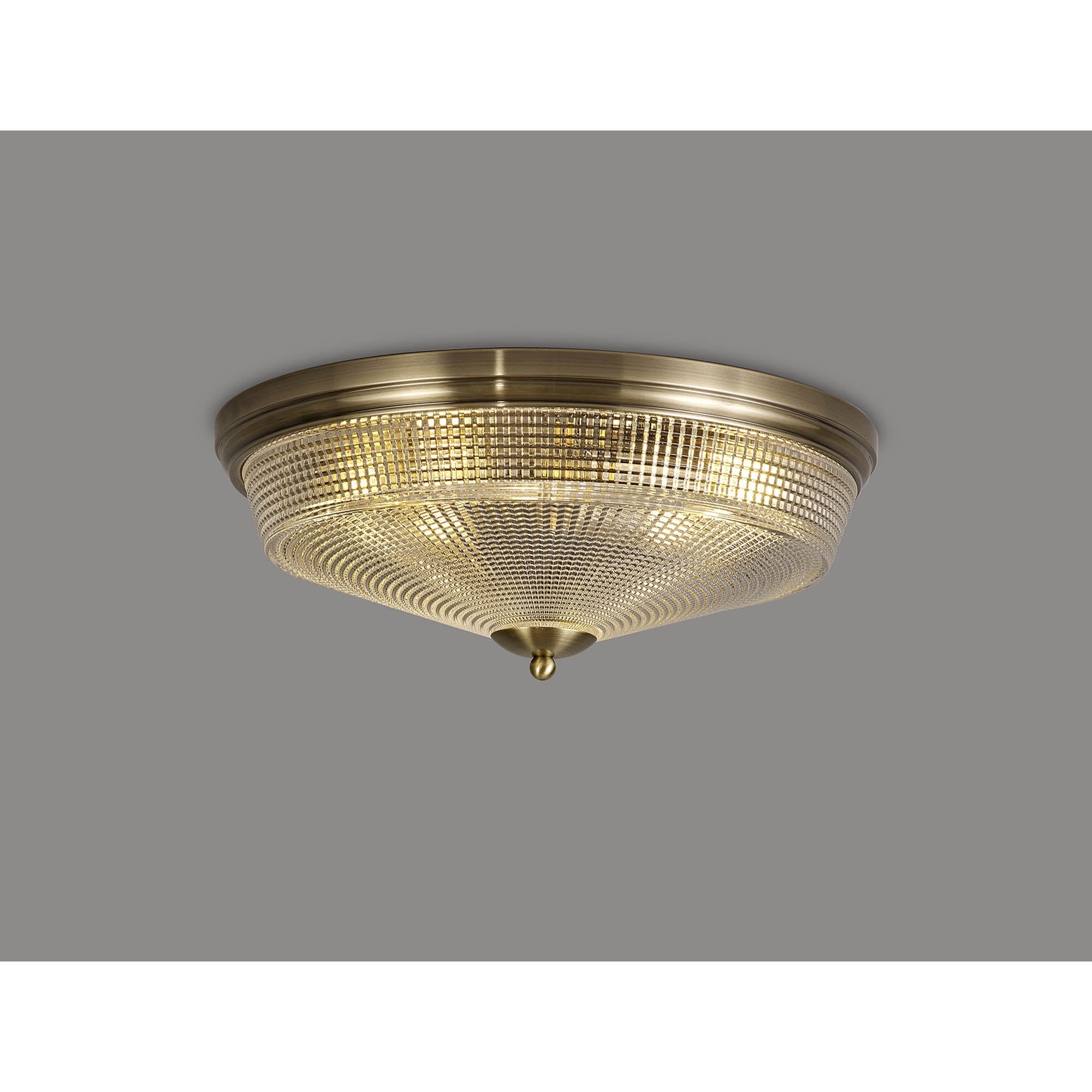 Fabula Maida 3 Light Flush Light - Antique Brass & Prismatic Glass