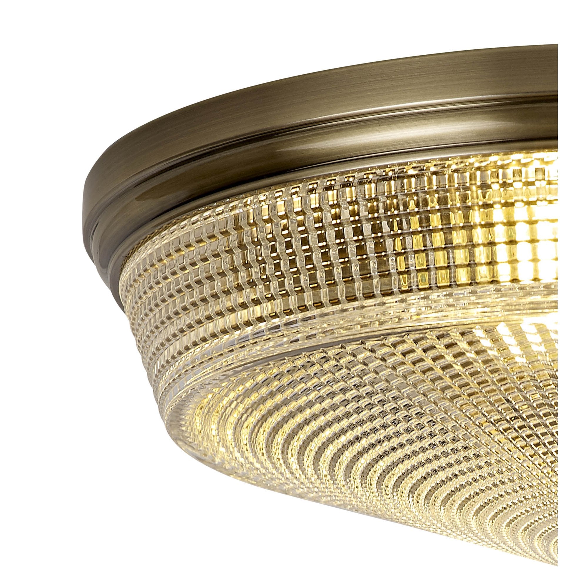 Fabula Maida 3 Light Flush Light - Antique Brass & Prismatic Glass