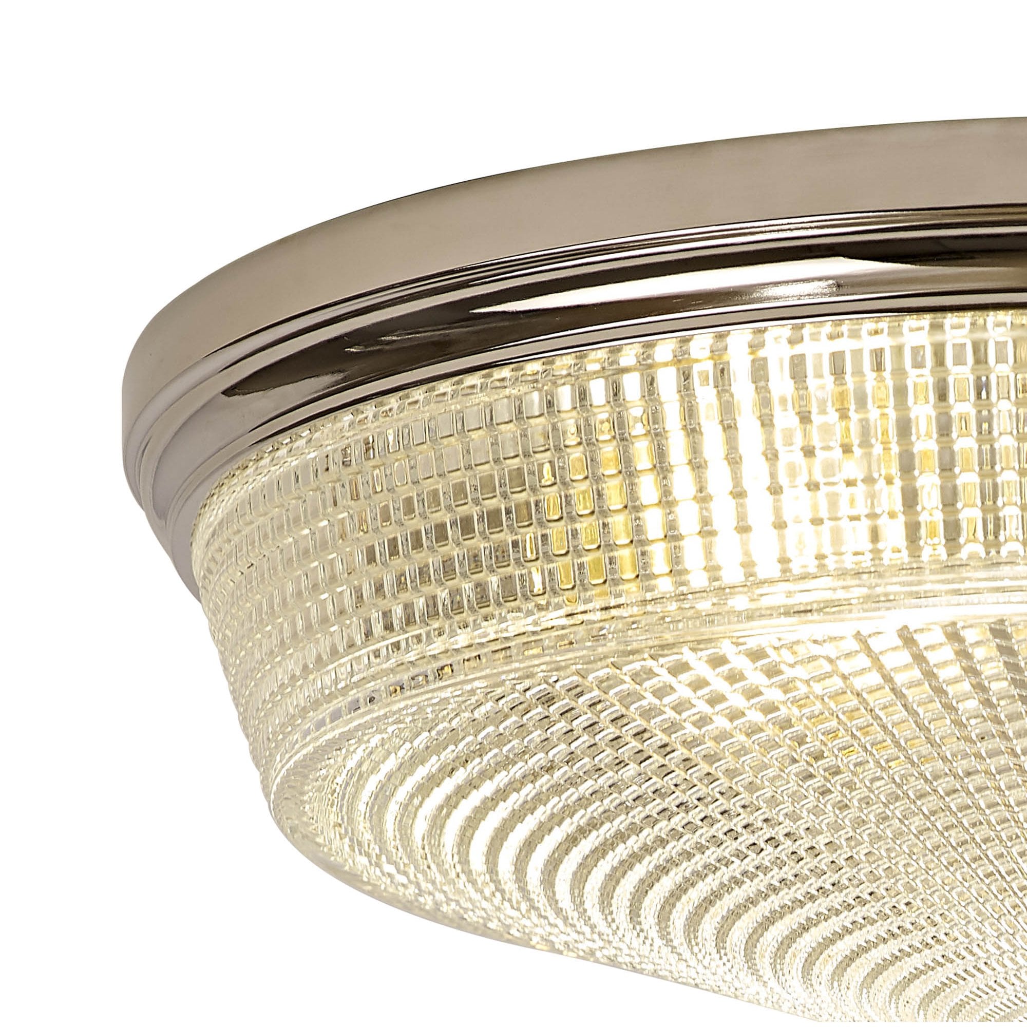 Fabula Maida 3 Light Flush Light - Polished Nickel & Prismatic Glass