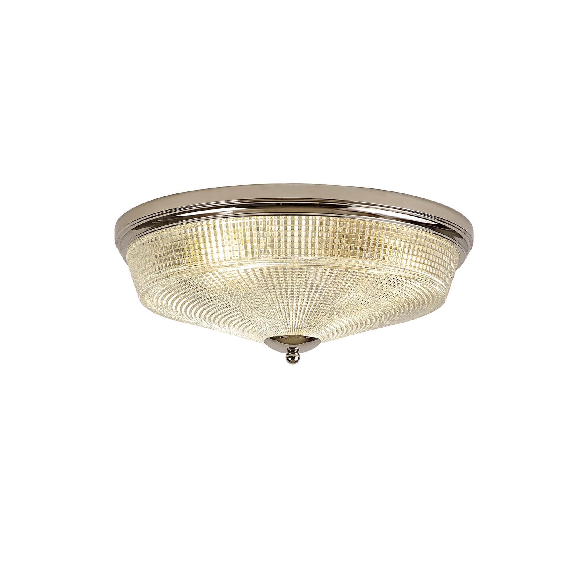 Fabula Maida 3 Light Flush Light - Polished Nickel & Prismatic Glass