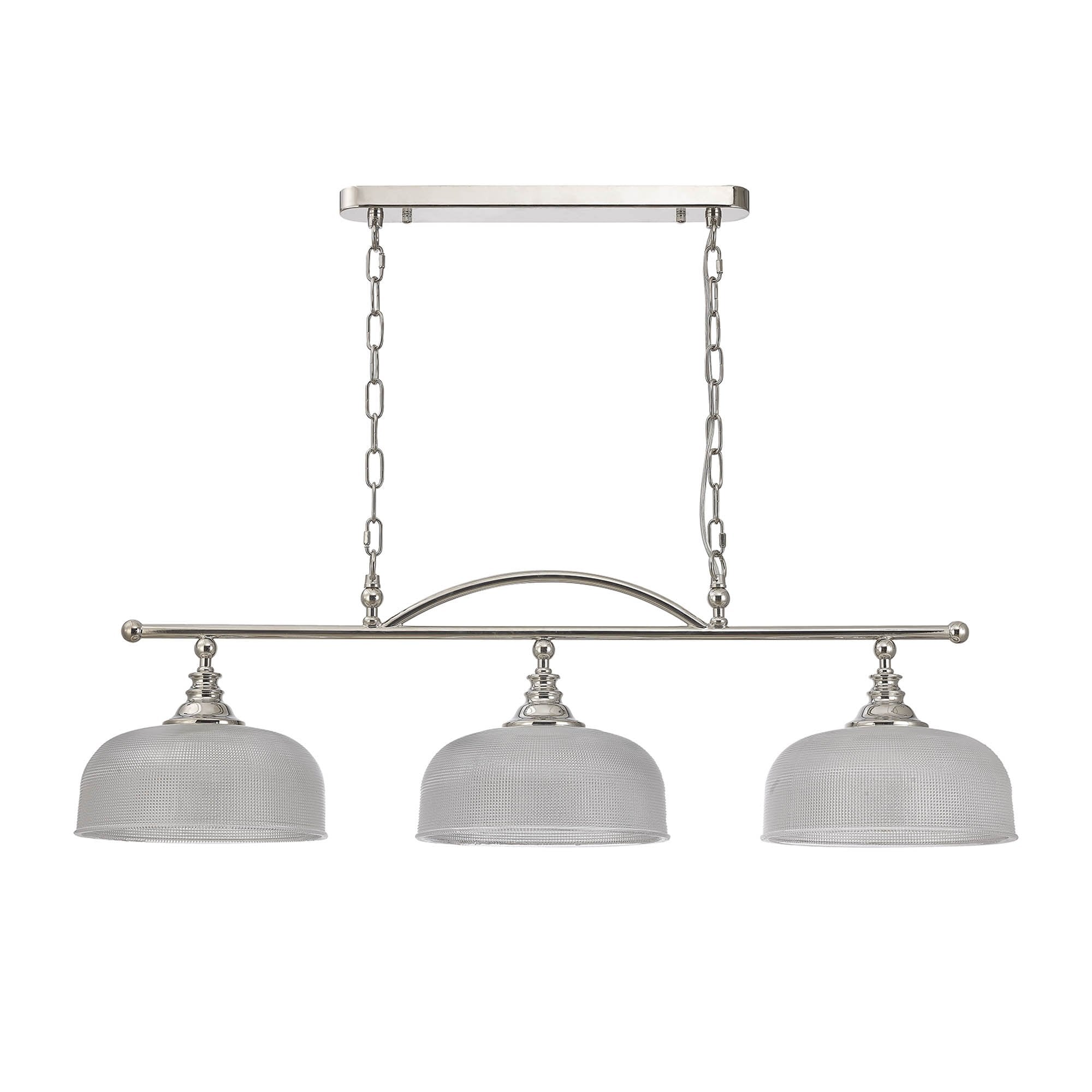 Fabula Maida 3 Light Linear Semi-Flush/Pendant - Polished Nickel & Prismatic Glass