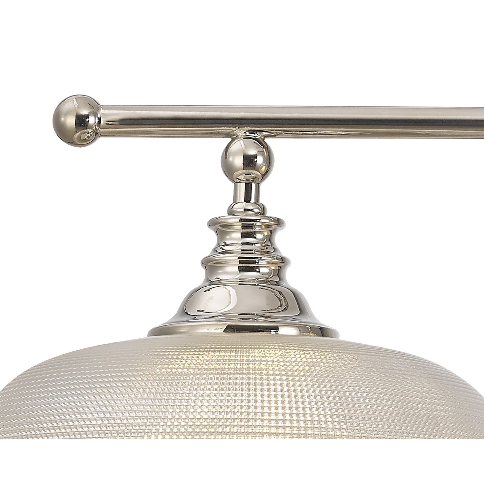 Fabula Maida 3 Light Linear Semi-Flush/Pendant - Polished Nickel & Prismatic Glass
