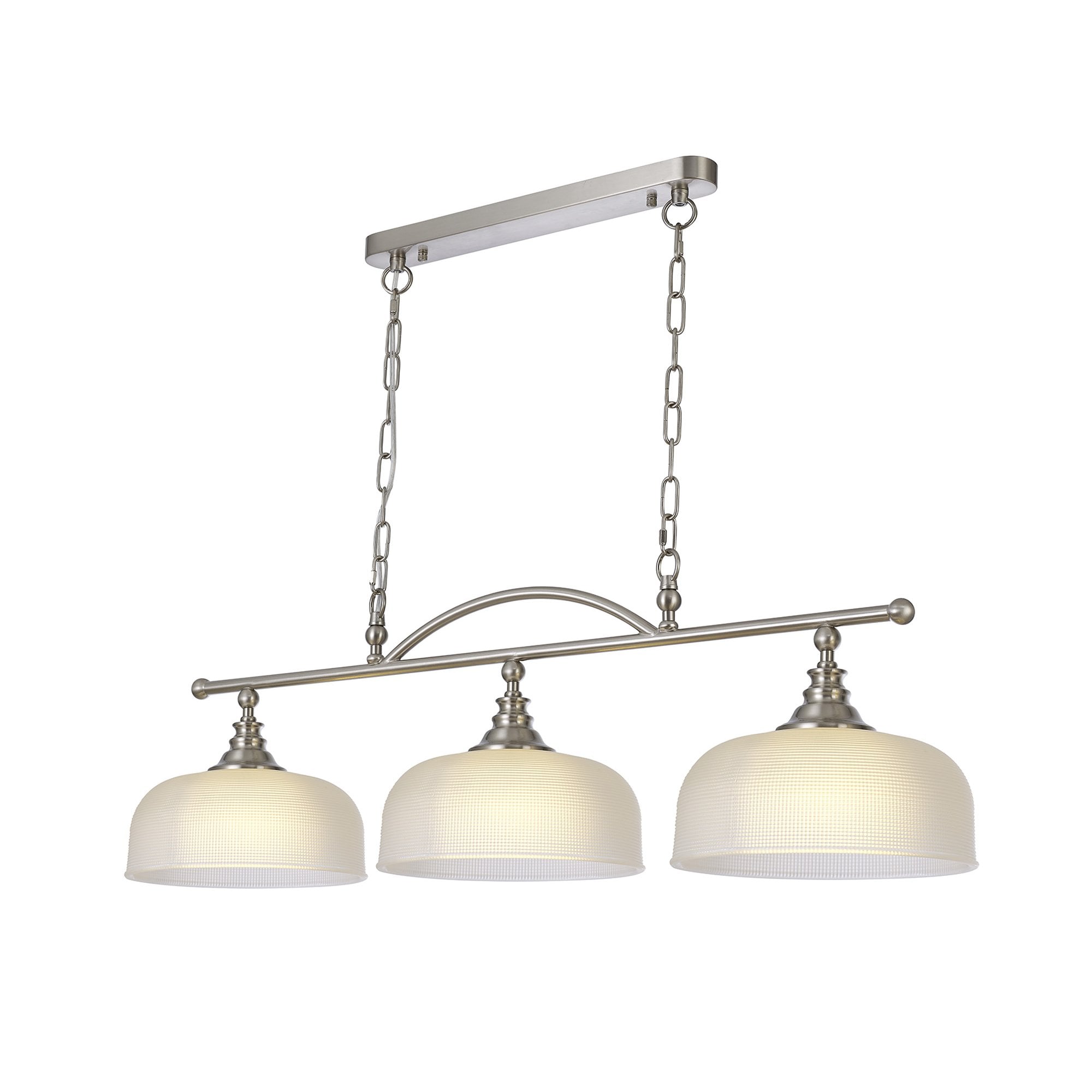 Fabula Maida 3 Light Linear Semi-Flush/Pendant - Satin Nickel & Frosted Glass