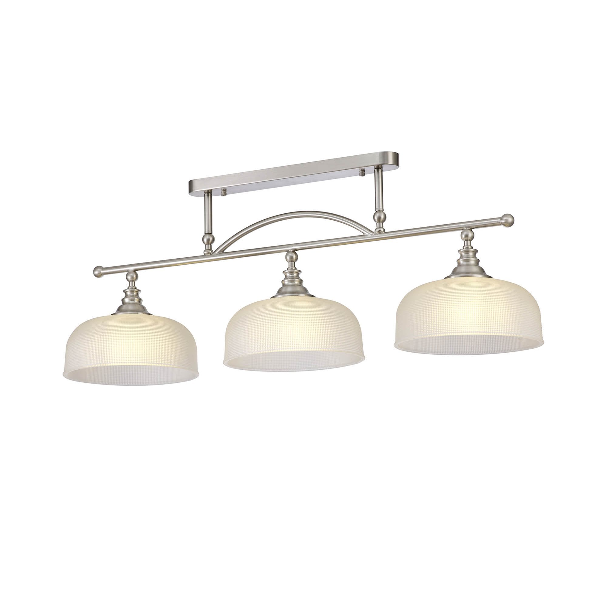 Fabula Maida 3 Light Linear Semi-Flush/Pendant - Satin Nickel & Frosted Glass