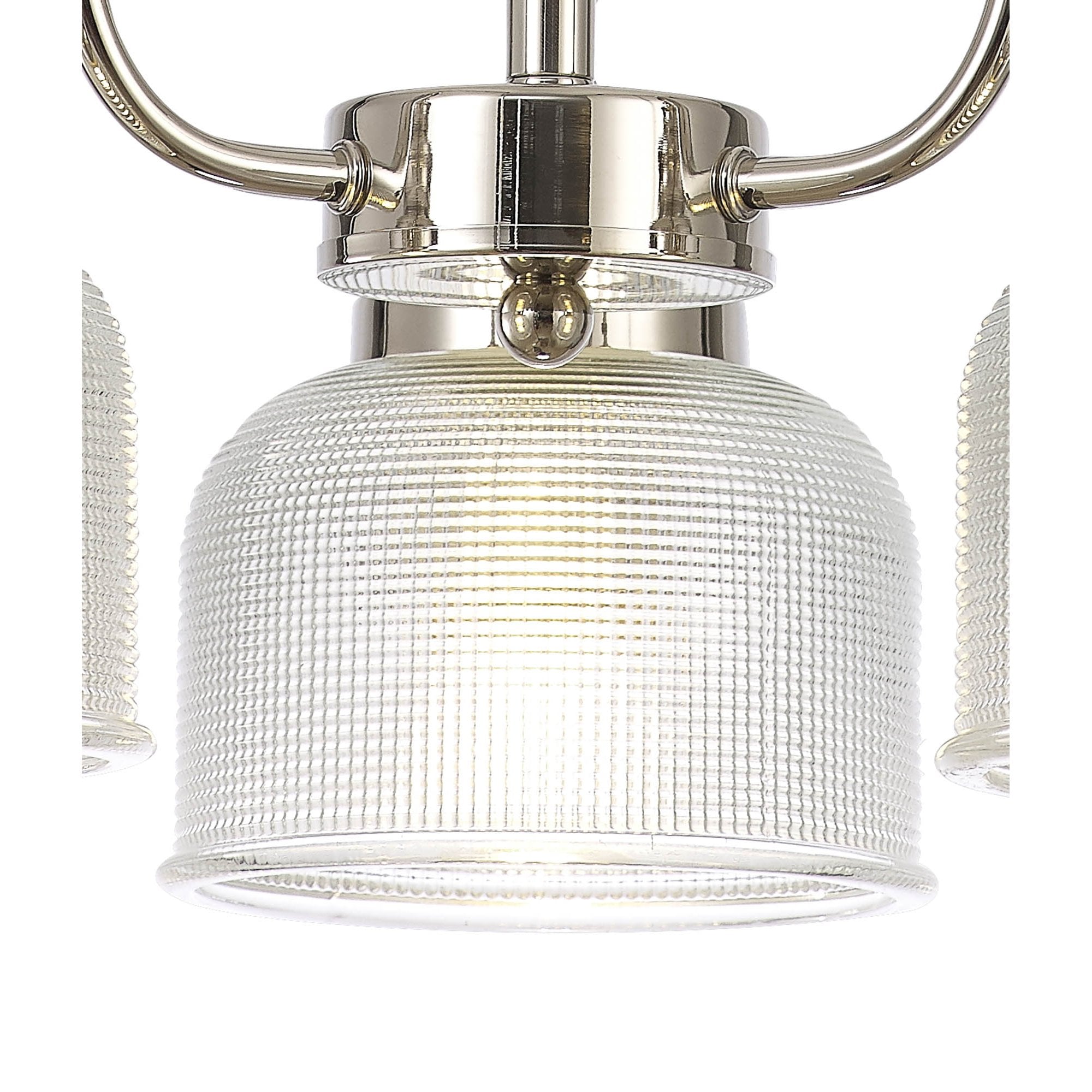 Fabula Maida 3 Light Semi-Flush/Pendant - Polished Nickel & Prismatic Glass