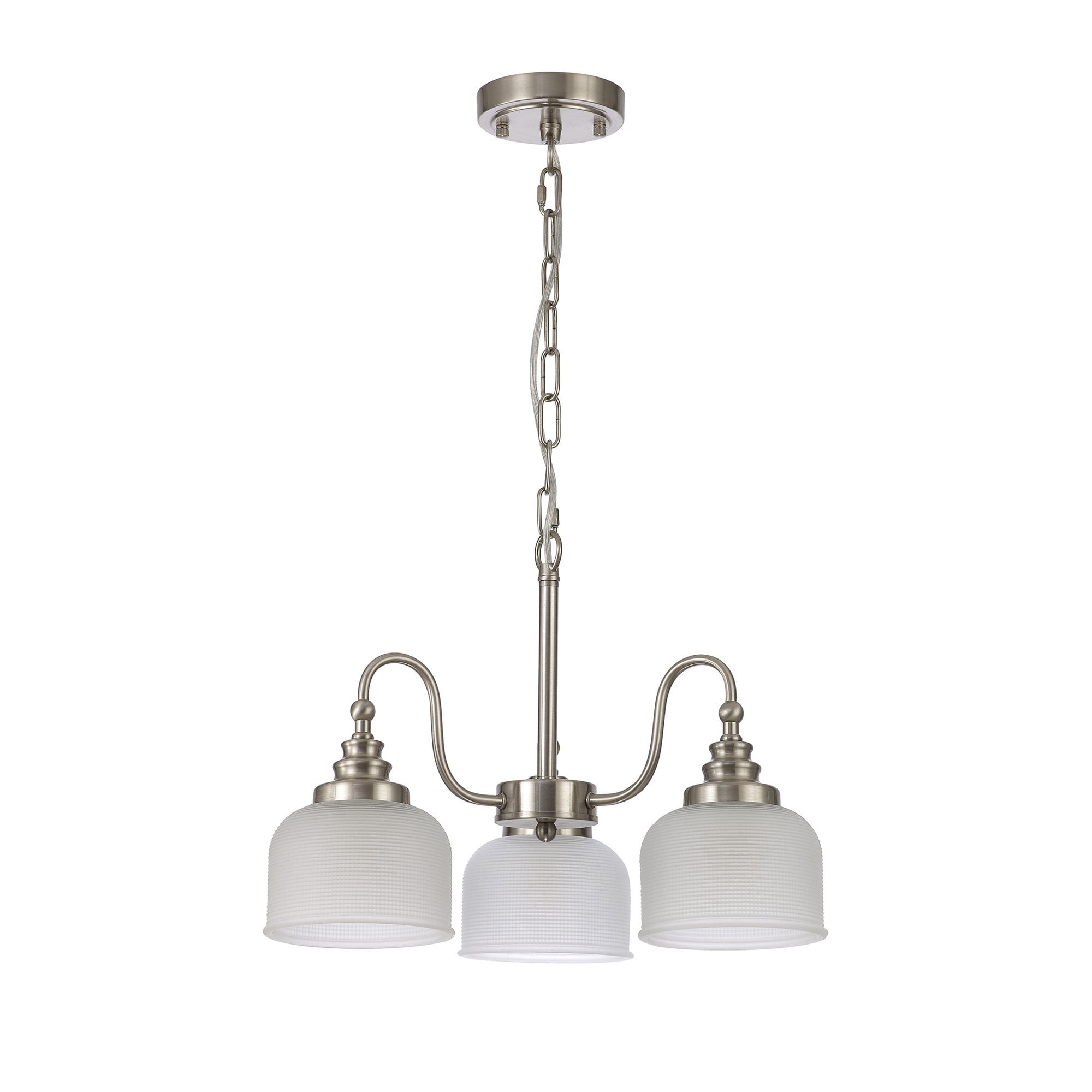 Fabula Maida 3 Light Semi-Flush/Pendant - Satin Nickel & Frosted Glass