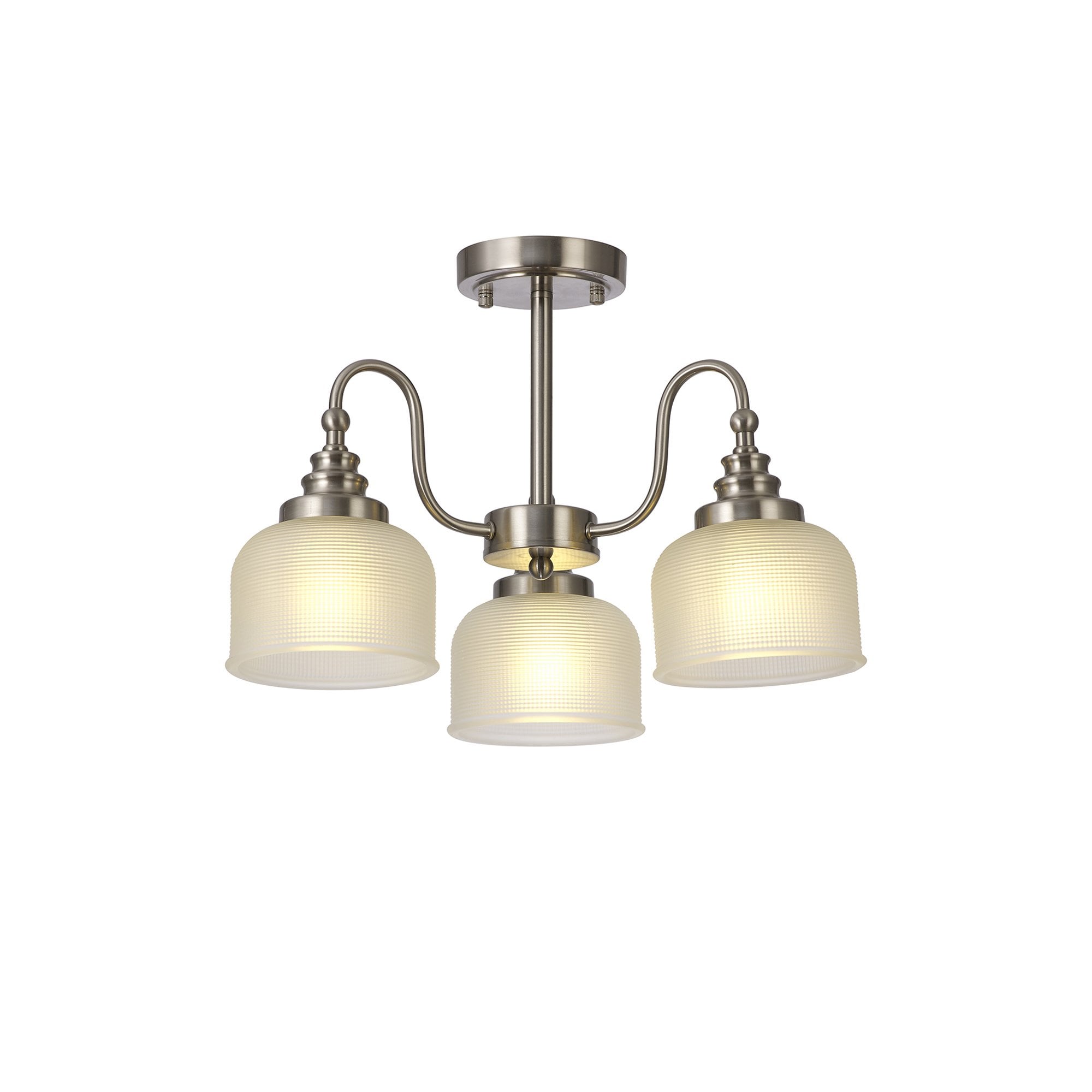 Fabula Maida 3 Light Semi-Flush/Pendant - Satin Nickel & Frosted Glass