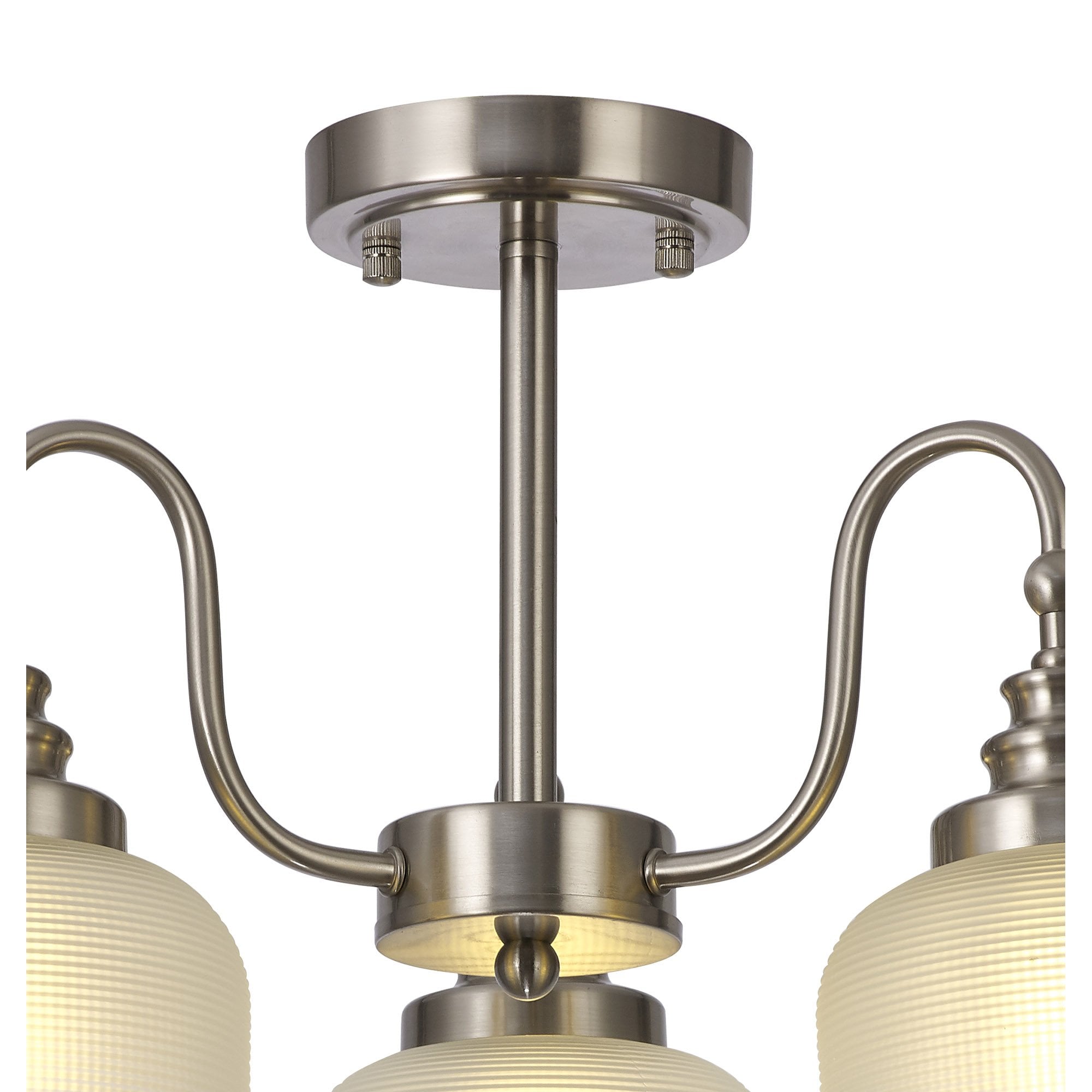 Fabula Maida 3 Light Semi-Flush/Pendant - Satin Nickel & Frosted Glass