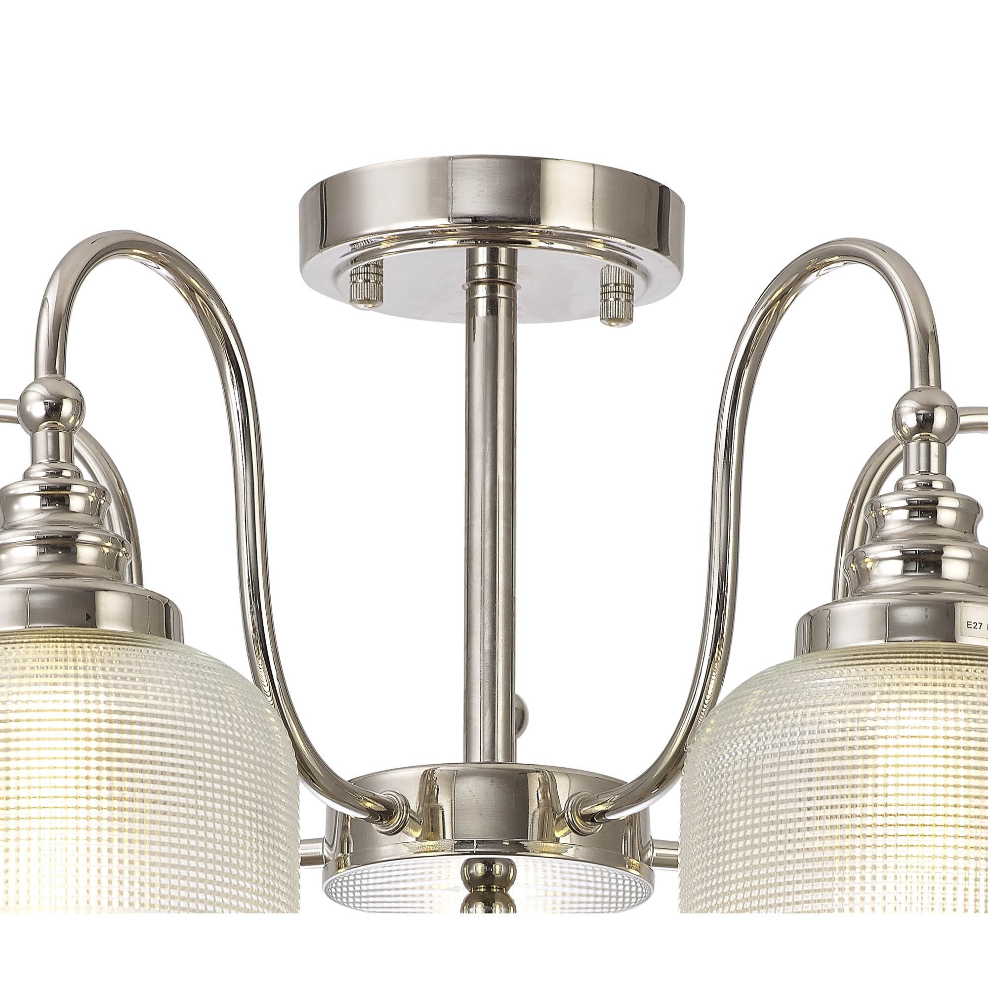 Fabula Maida 5 Light Semi-Flush/Pendant - Polished Nickel & Prismatic Glass