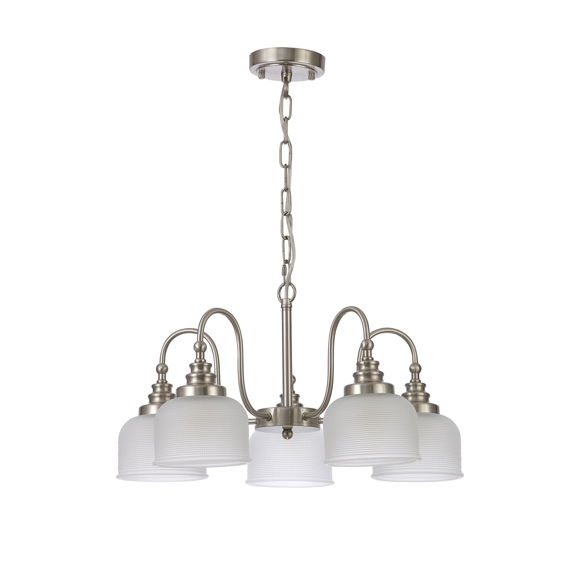 Fabula Maida 5 Light Semi-Flush/Pendant - Satin Nickel & Frosted Glass