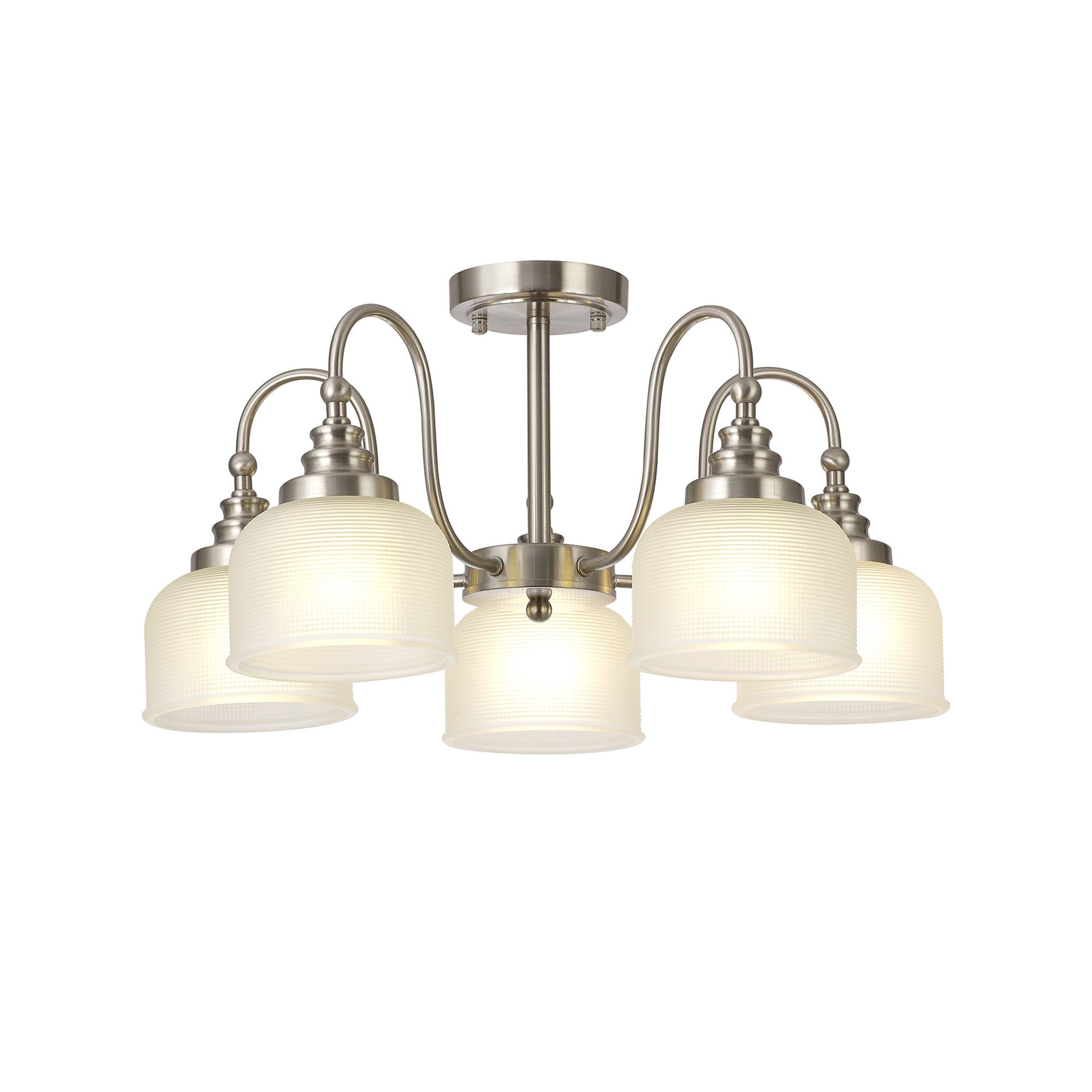 Fabula Maida 5 Light Semi-Flush/Pendant - Satin Nickel & Frosted Glass