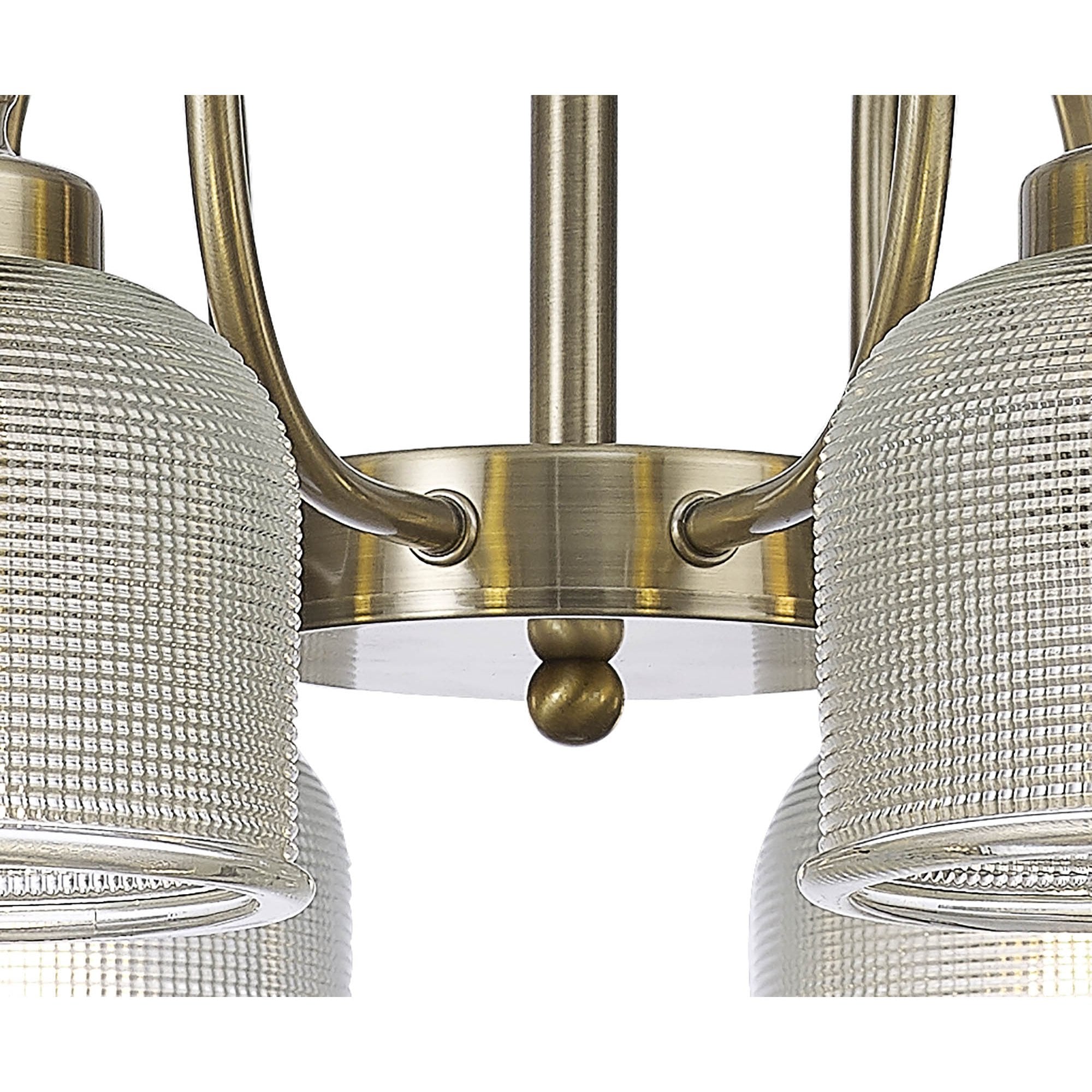 Fabula Maida 8 Light Semi-Flush/Pendant - Antique Brass & Prismatic Glass