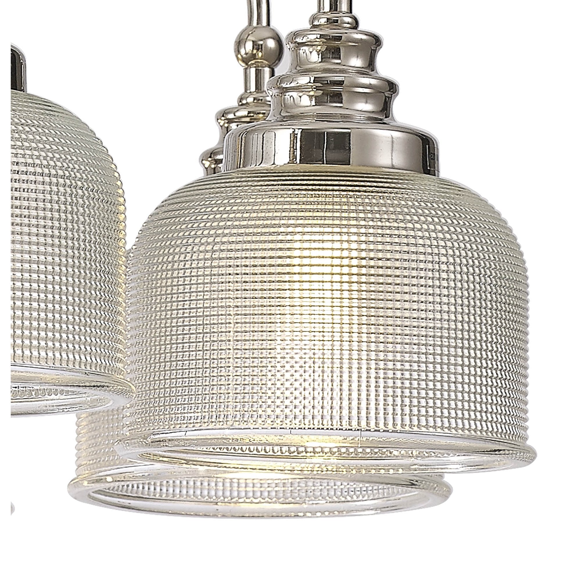 Fabula Maida 8 Light Semi-Flush/Pendant - Polished Nickel & Prismatic Glass