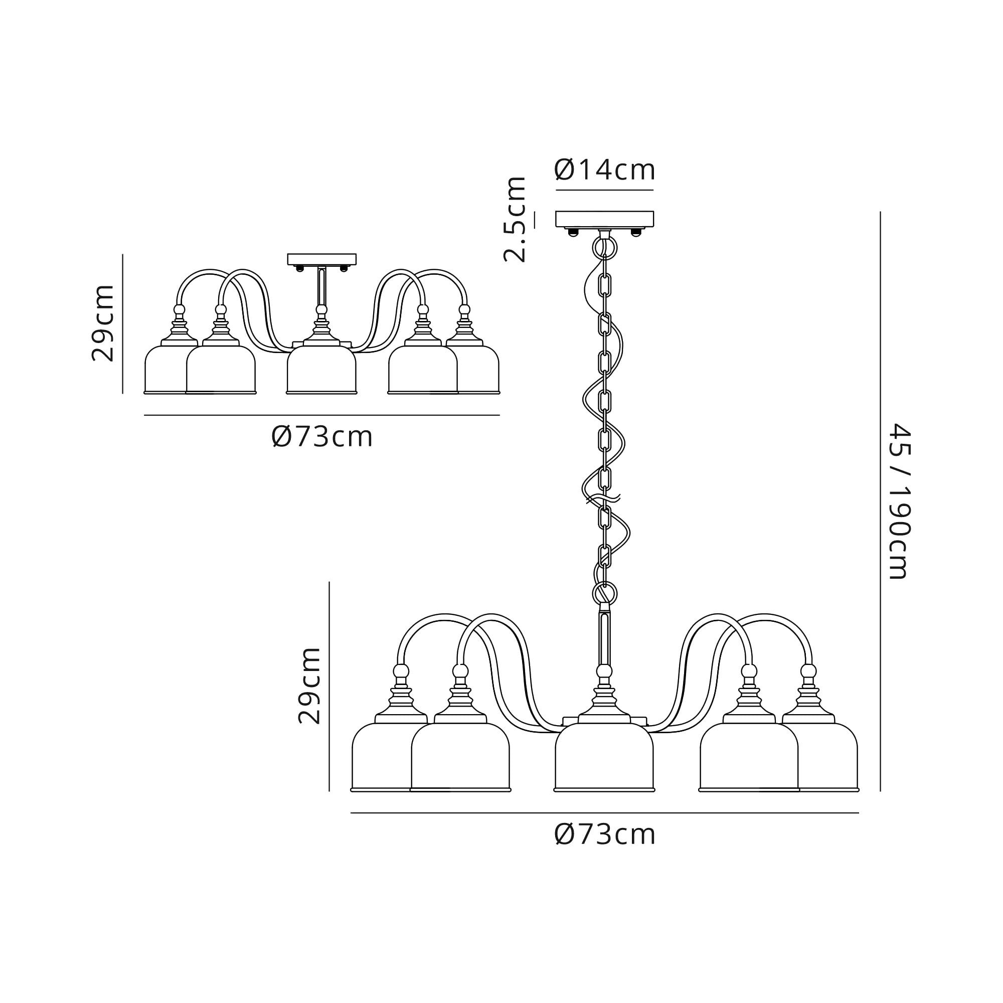 Fabula Maida 8 Light Semi-Flush/Pendant - Satin Nickel & Frosted Glass