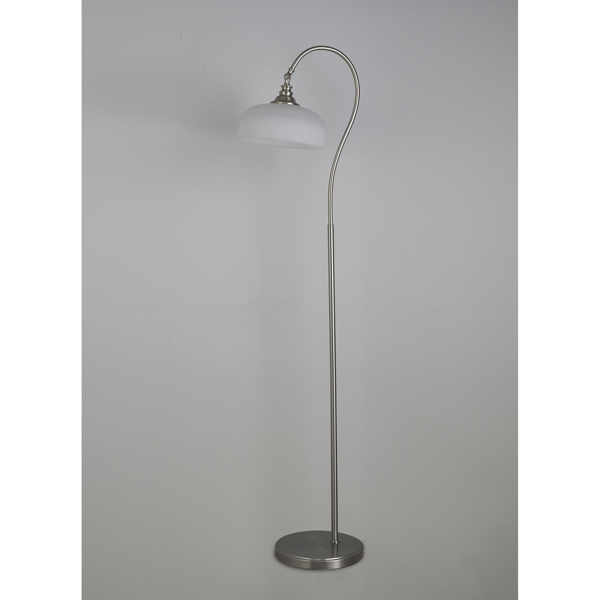 Fabula Maida Single Floor Lamp - Satin Nickel & Frosted Glass