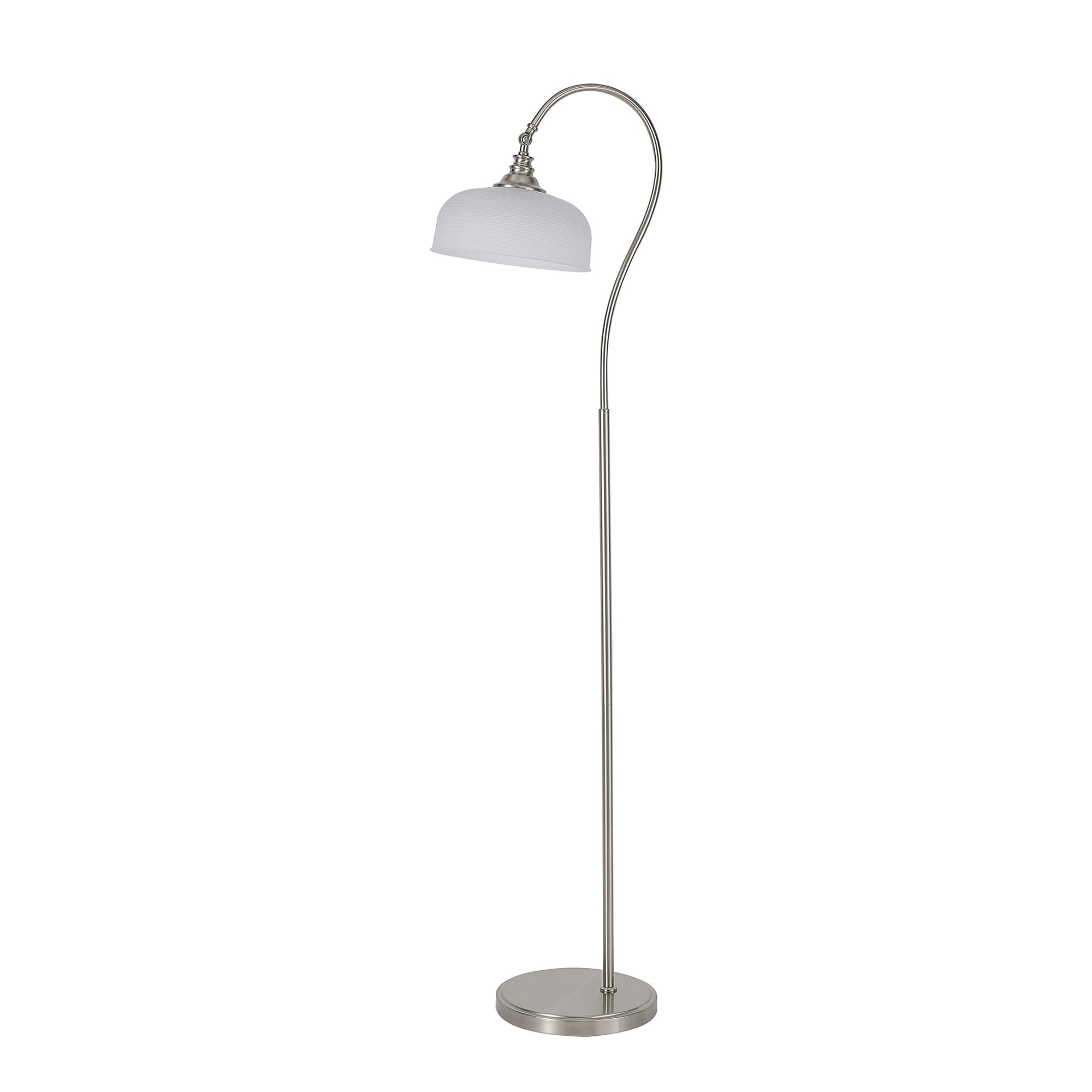 Fabula Maida Single Floor Lamp - Satin Nickel & Frosted Glass