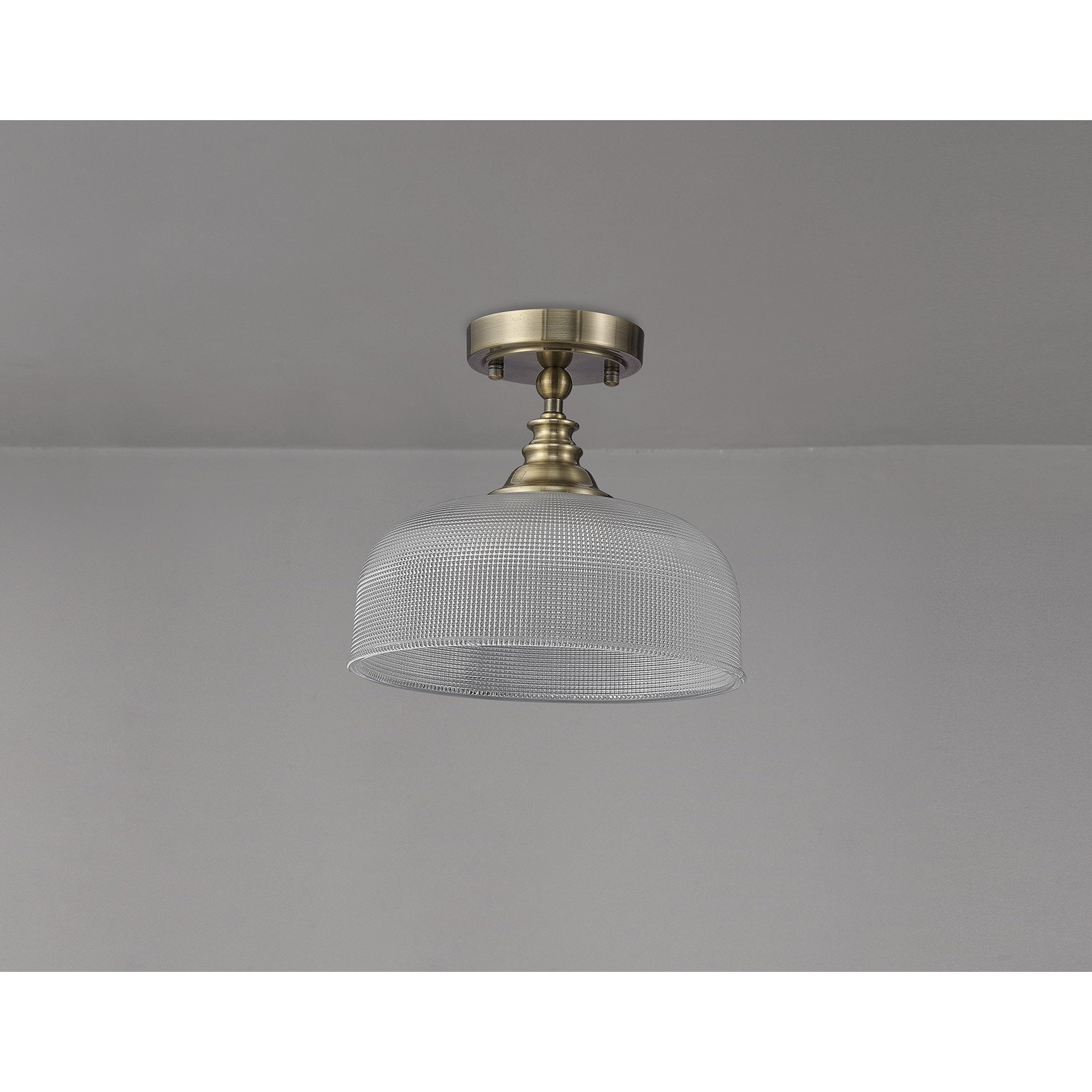 Fabula Maida Single Flush/Pendant - Antique Brass & Prismatic Glass