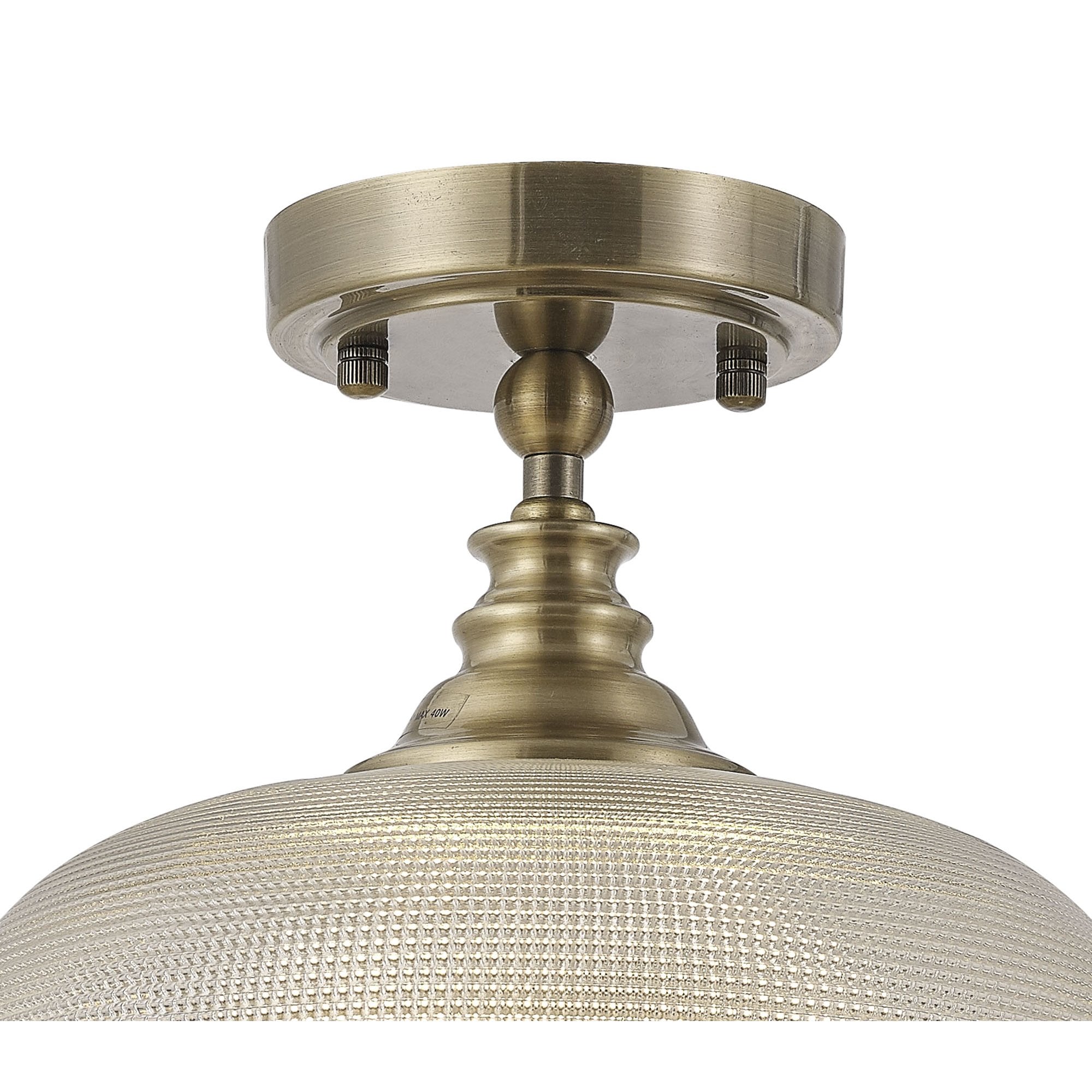 Fabula Maida Single Flush/Pendant - Antique Brass & Prismatic Glass