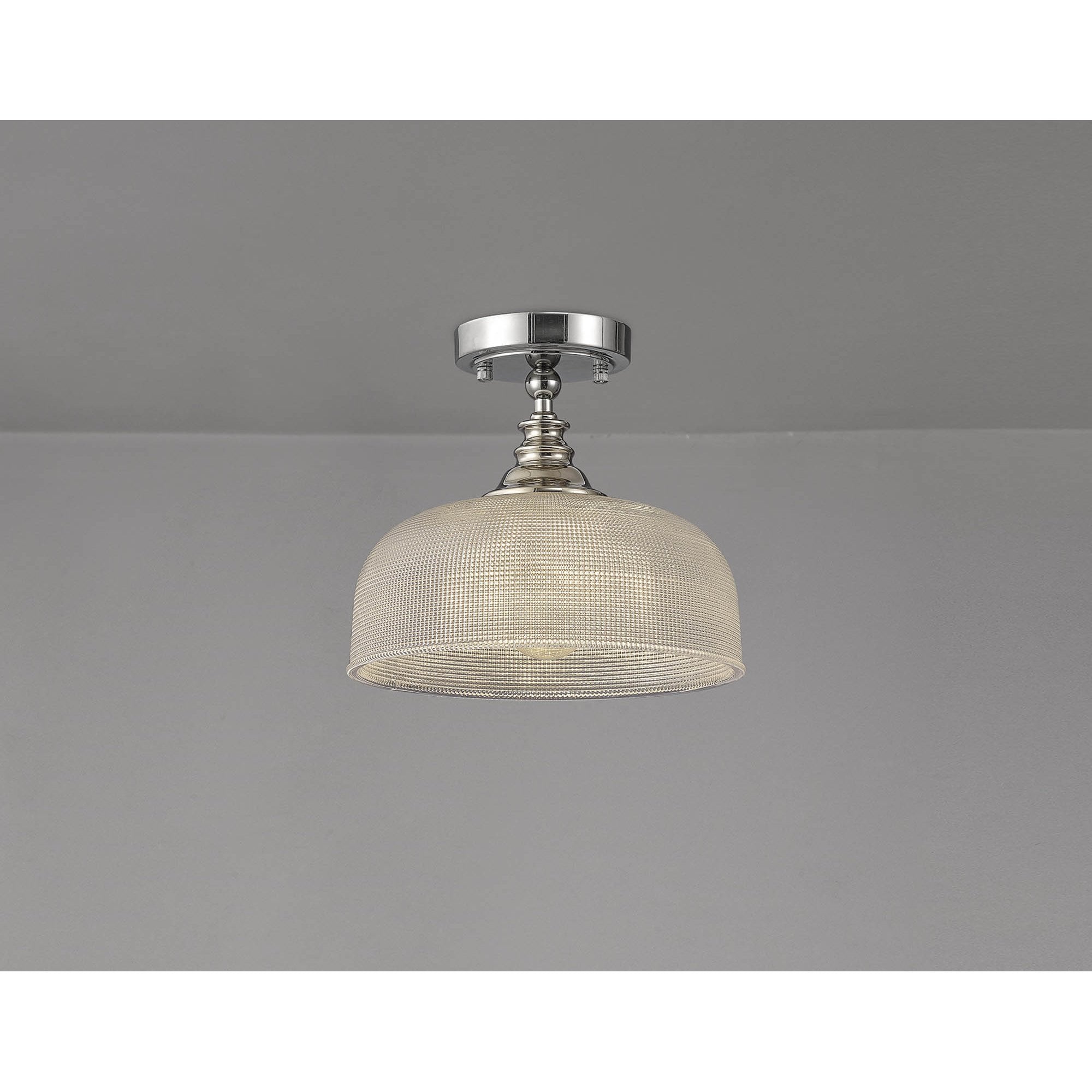 Fabula Maida Single Flush/Pendant - Polished Nickel & Prismatic Glass
