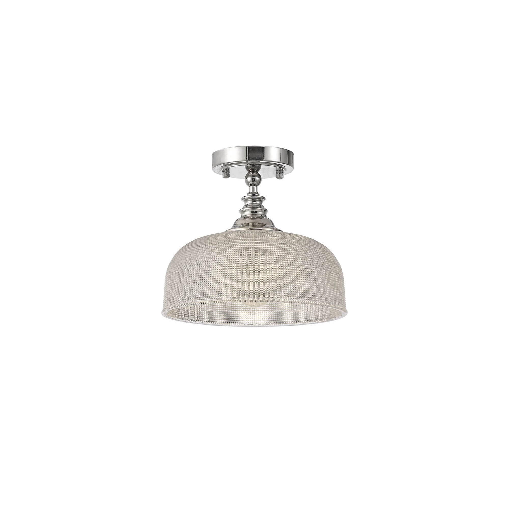 Fabula Maida Single Flush/Pendant - Polished Nickel & Prismatic Glass