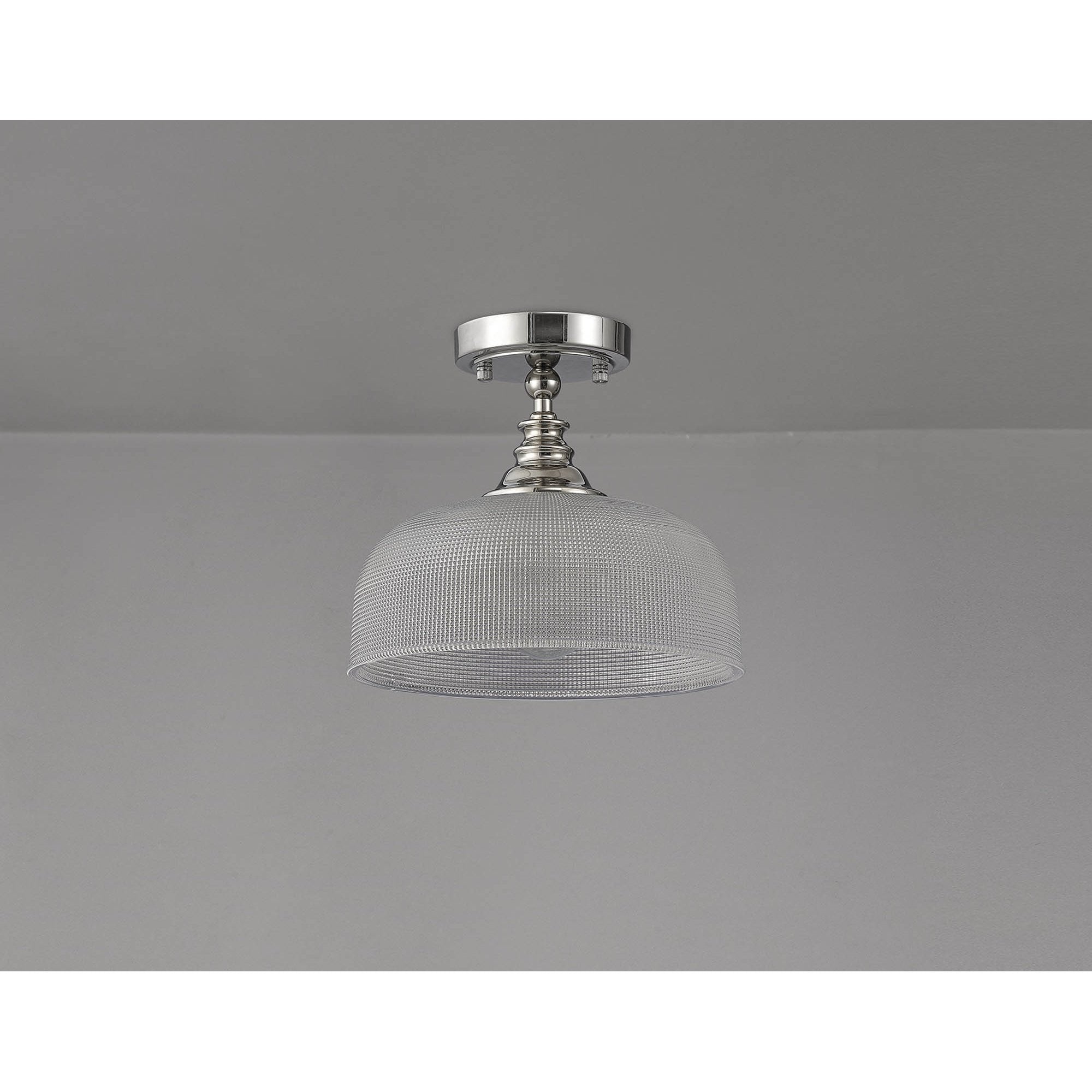 Fabula Maida Single Flush/Pendant - Polished Nickel & Prismatic Glass