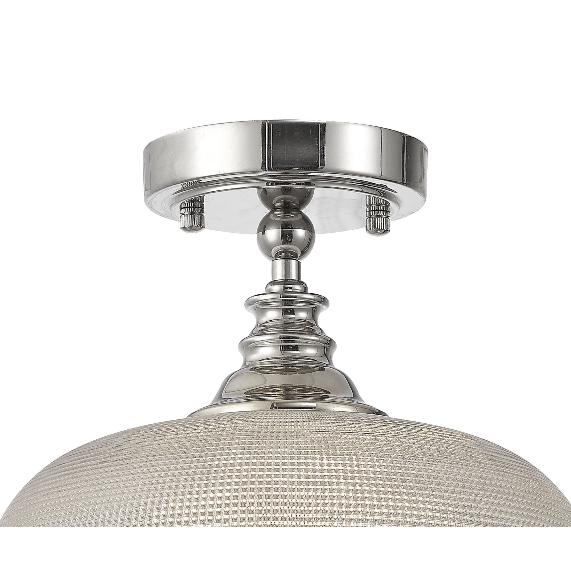 Fabula Maida Single Flush/Pendant - Polished Nickel & Prismatic Glass