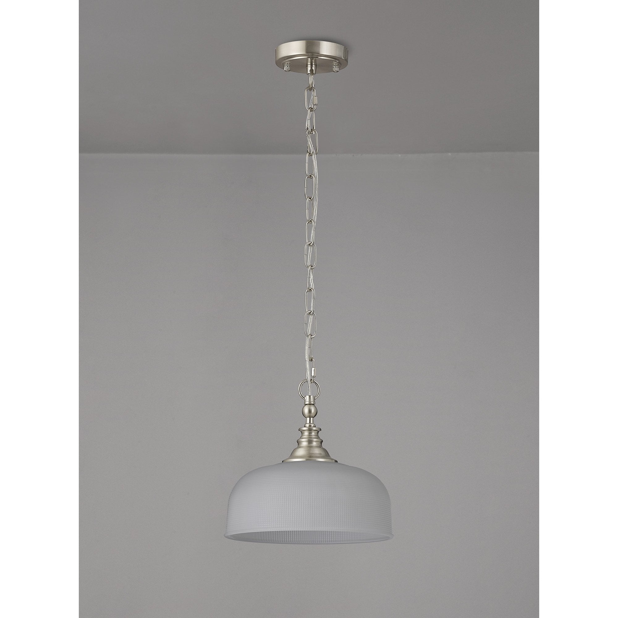 Fabula Maida Single Flush/Pendant - Satin Nickel & Frosted Glass