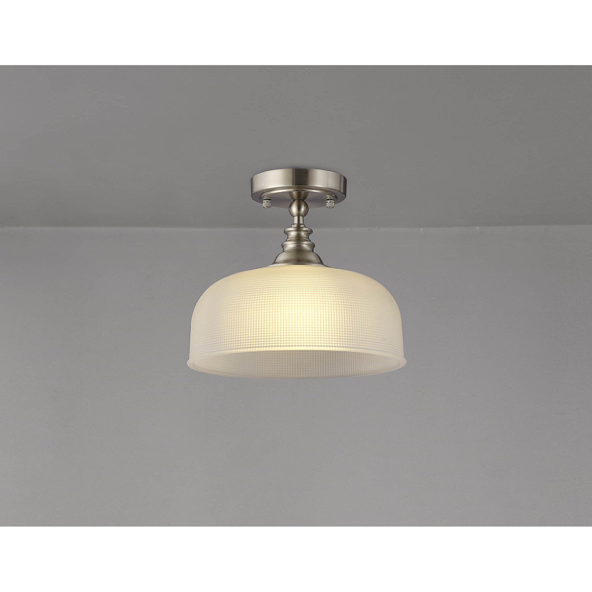 Fabula Maida Single Flush/Pendant - Satin Nickel & Frosted Glass