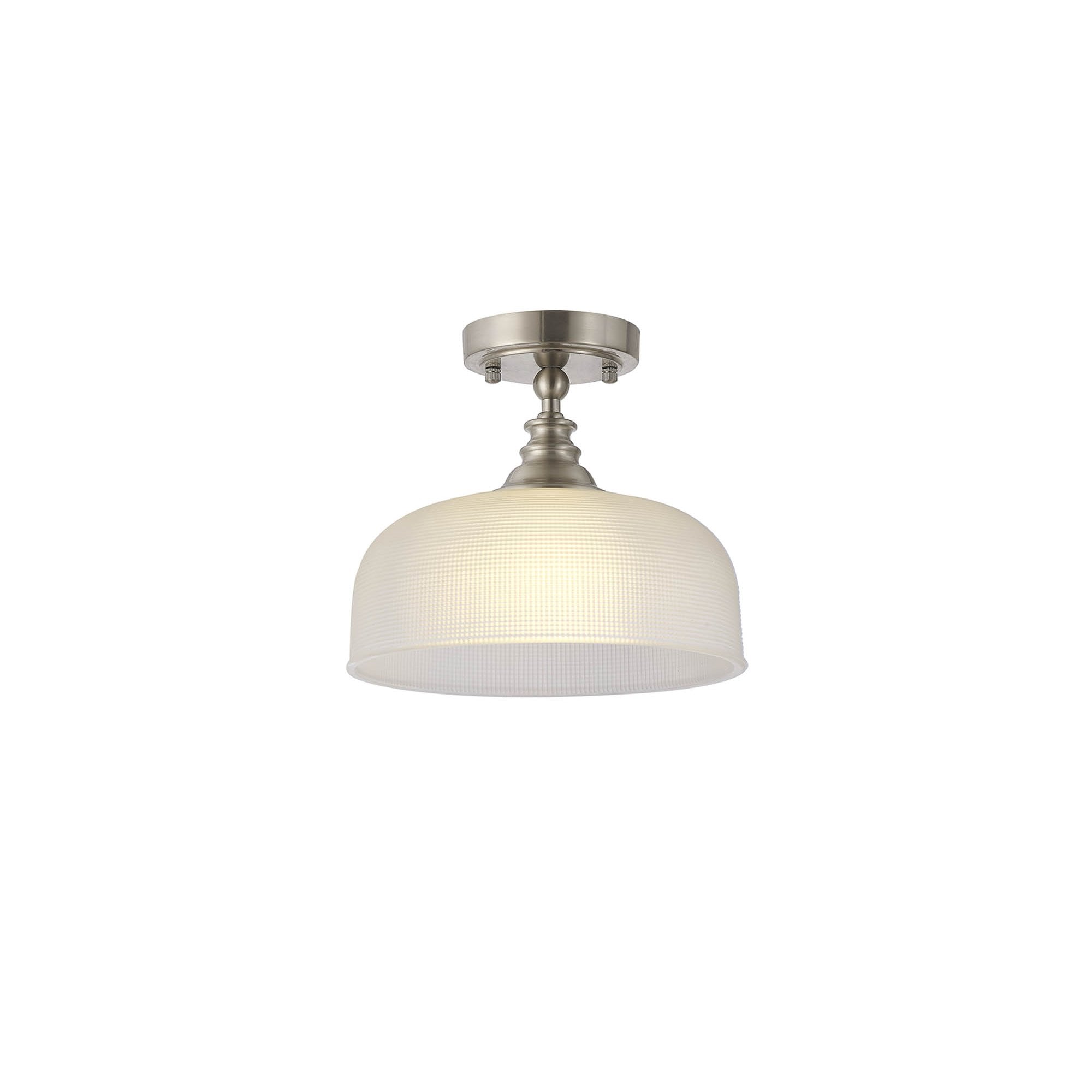Fabula Maida Single Flush/Pendant - Satin Nickel & Frosted Glass
