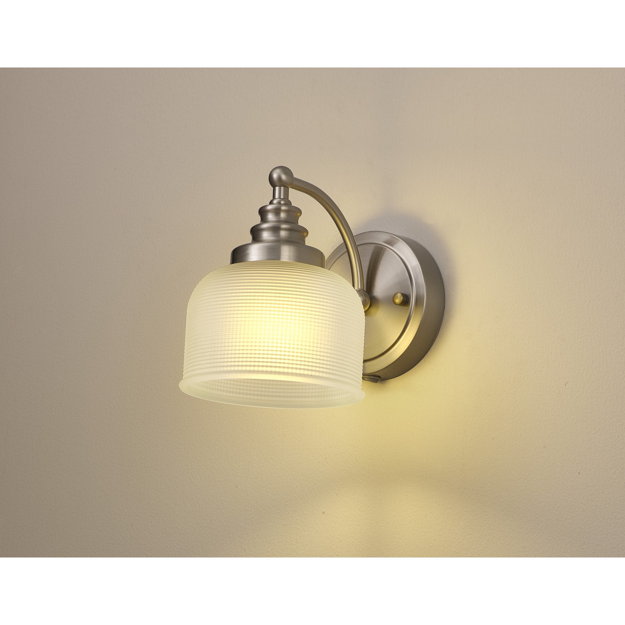 Fabula Maida Single Wall Lamp - Satin Nickel & Frosted Glass