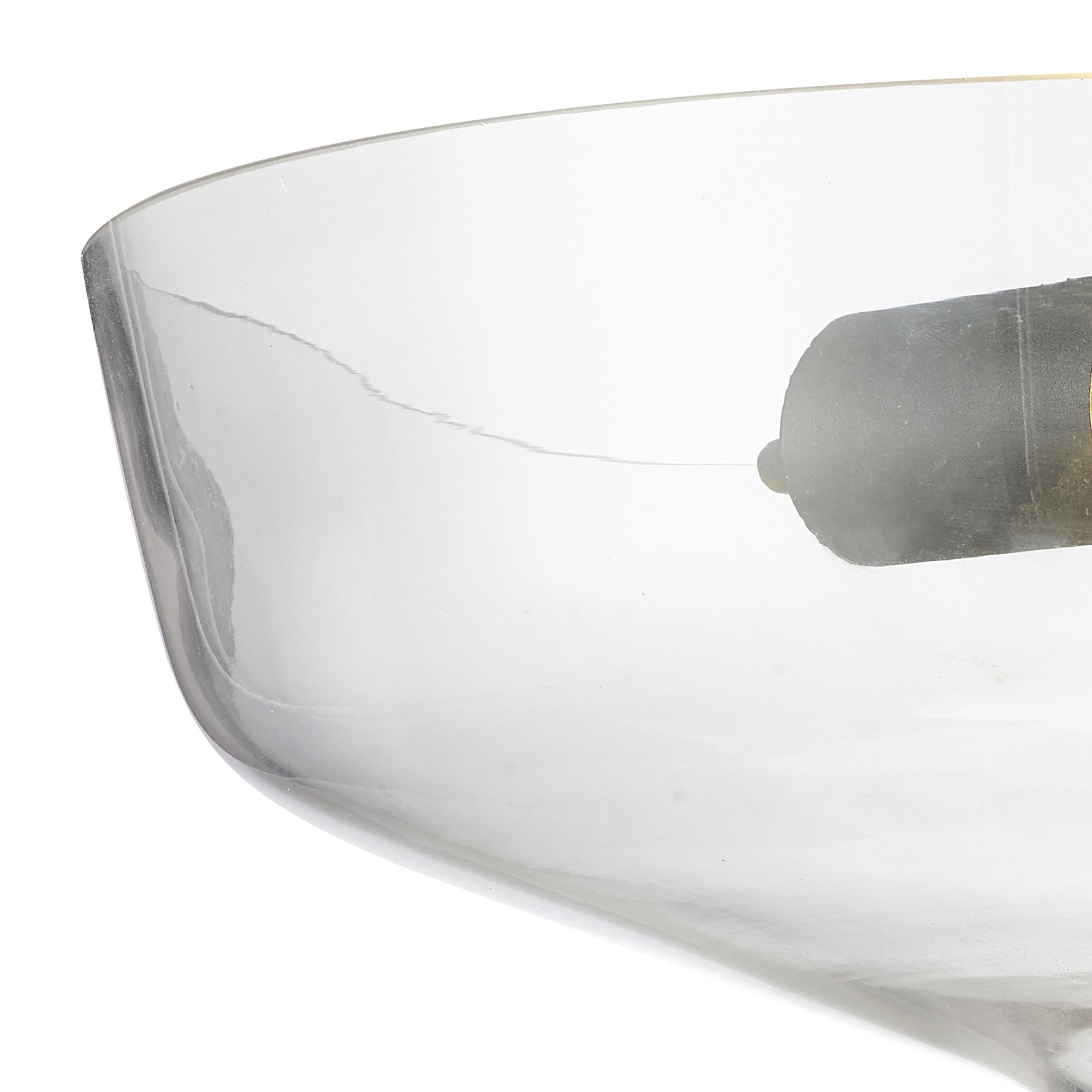 Fabula Mansfield 2 Light Semi-Flush Light - 38cm Flat Round Glass Shade - Graphite & Clear Glass