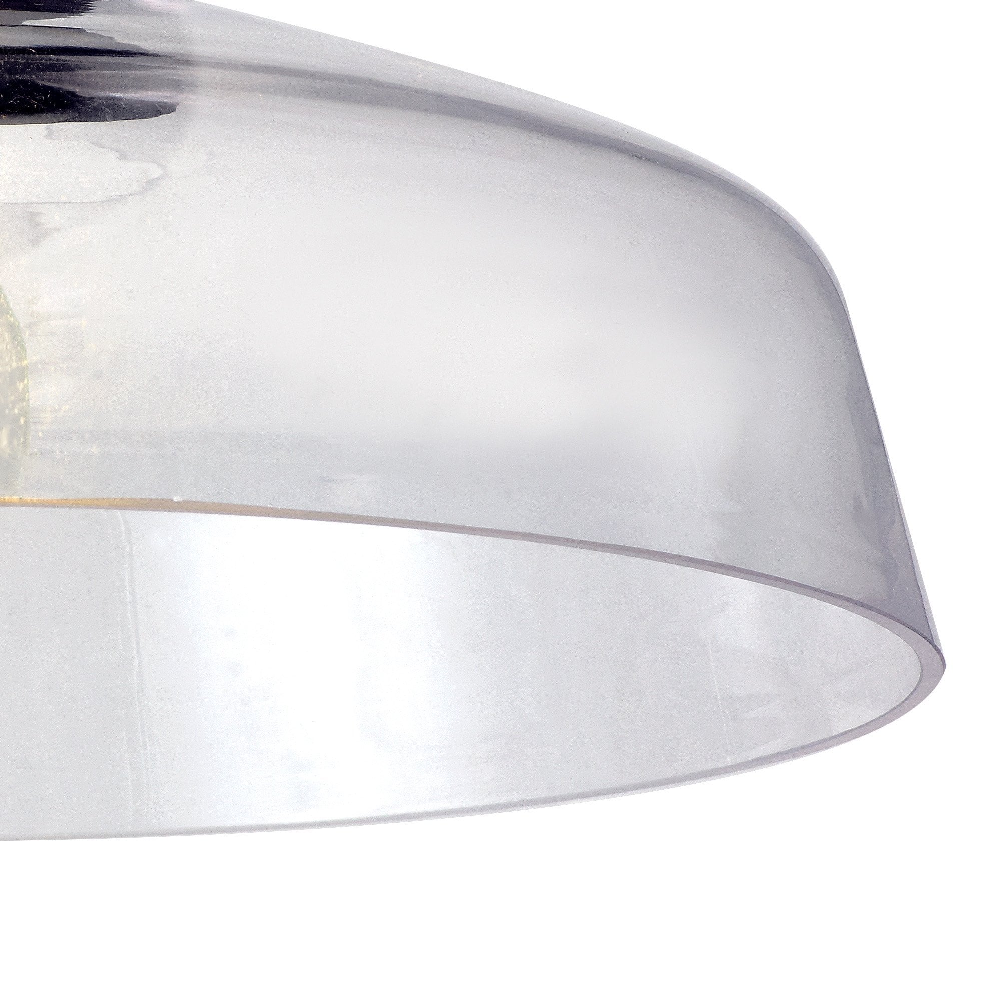 Fabula Mansfield Single Flush Light - 38cm Flat Round Glass Shade - Matt Black & Clear Glass