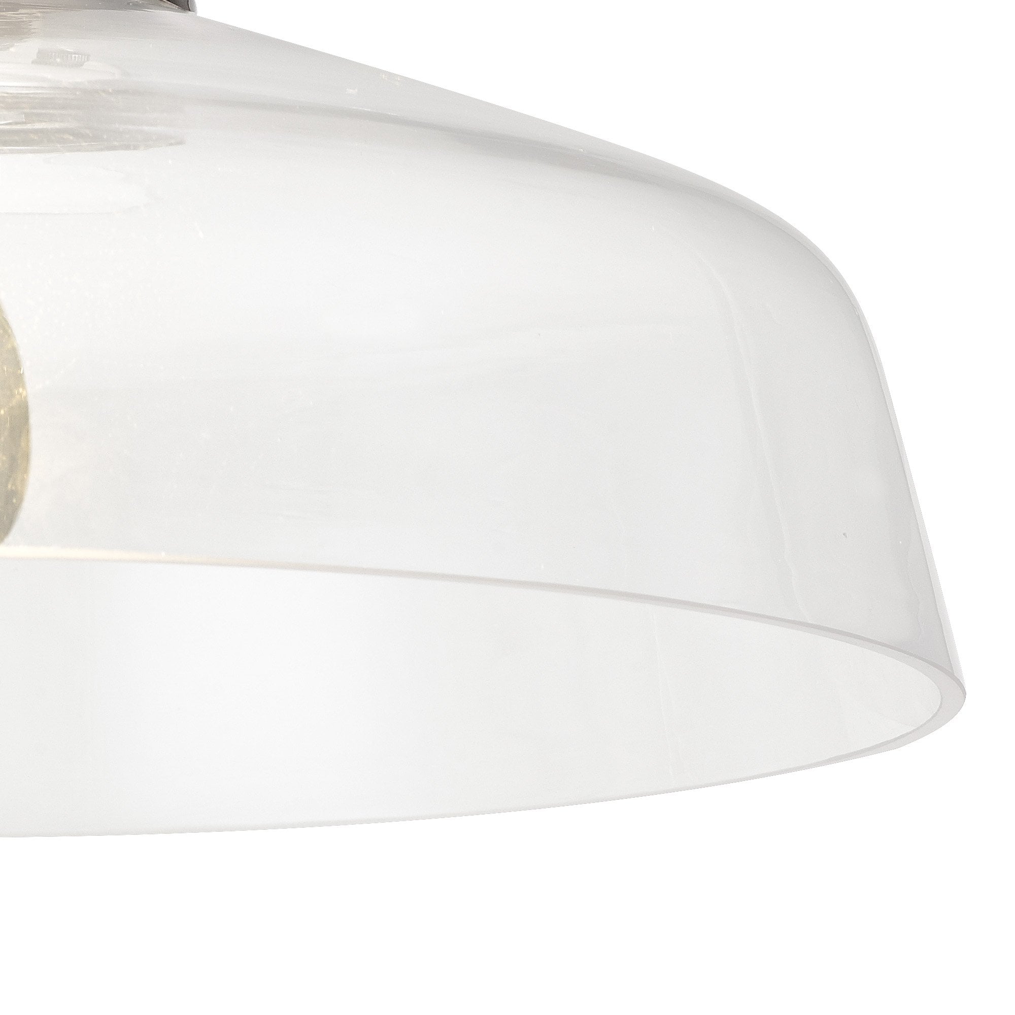 Fabula Mansfield Single Flush Light - 38cm Flat Round Glass Shade - Polished Nickel & Clear Glass
