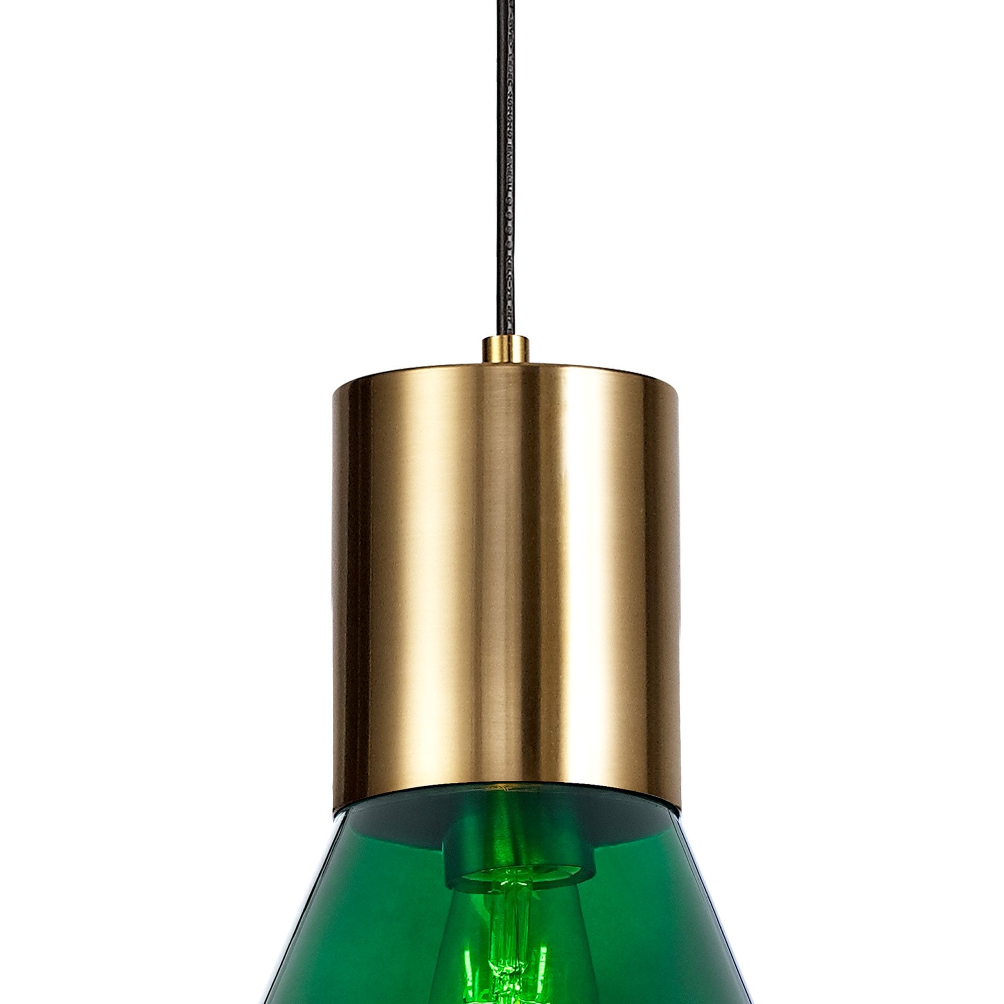 Fabula Maple Narrow Pendant - Aged Brass & Bottle Green Glass