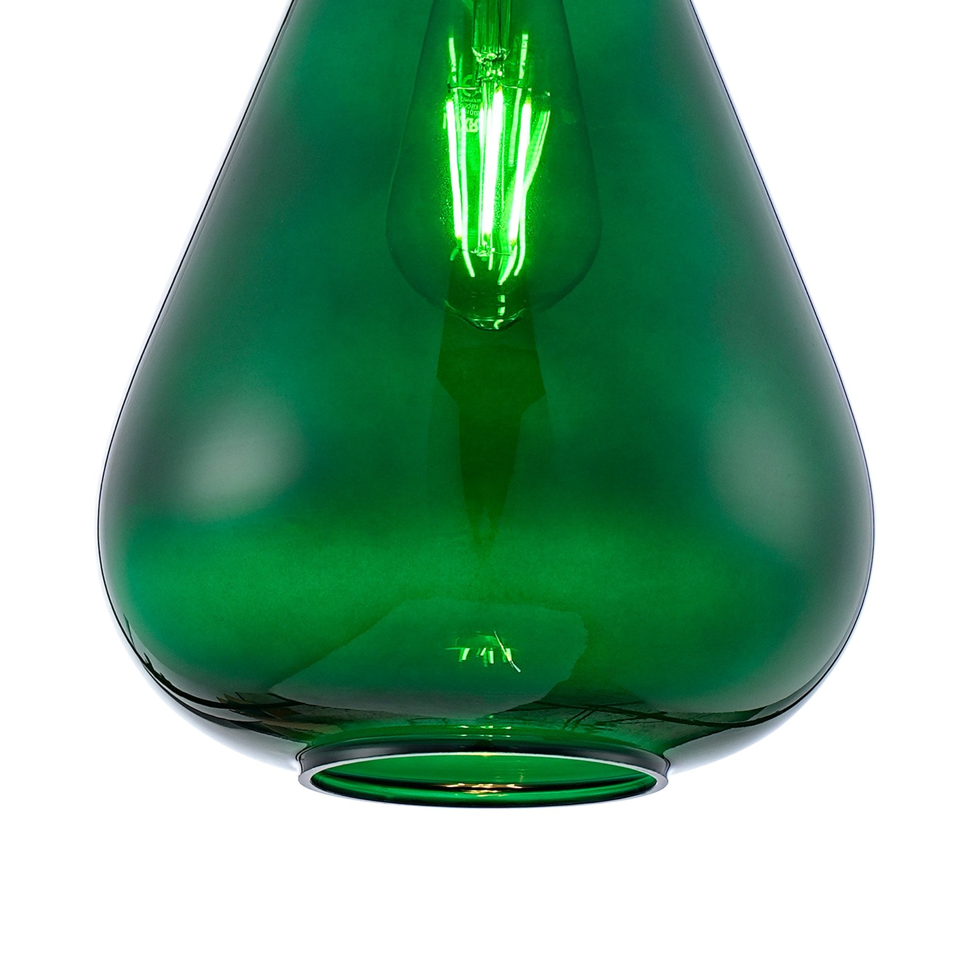Fabula Maple Narrow Pendant - Aged Brass & Bottle Green Glass