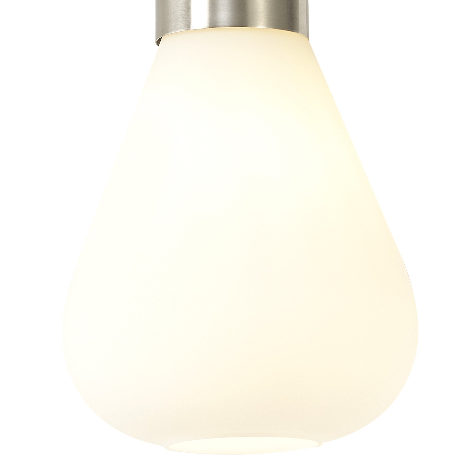 Fabula Maple Narrow Pendant - Satin Nickel & Opal Glass