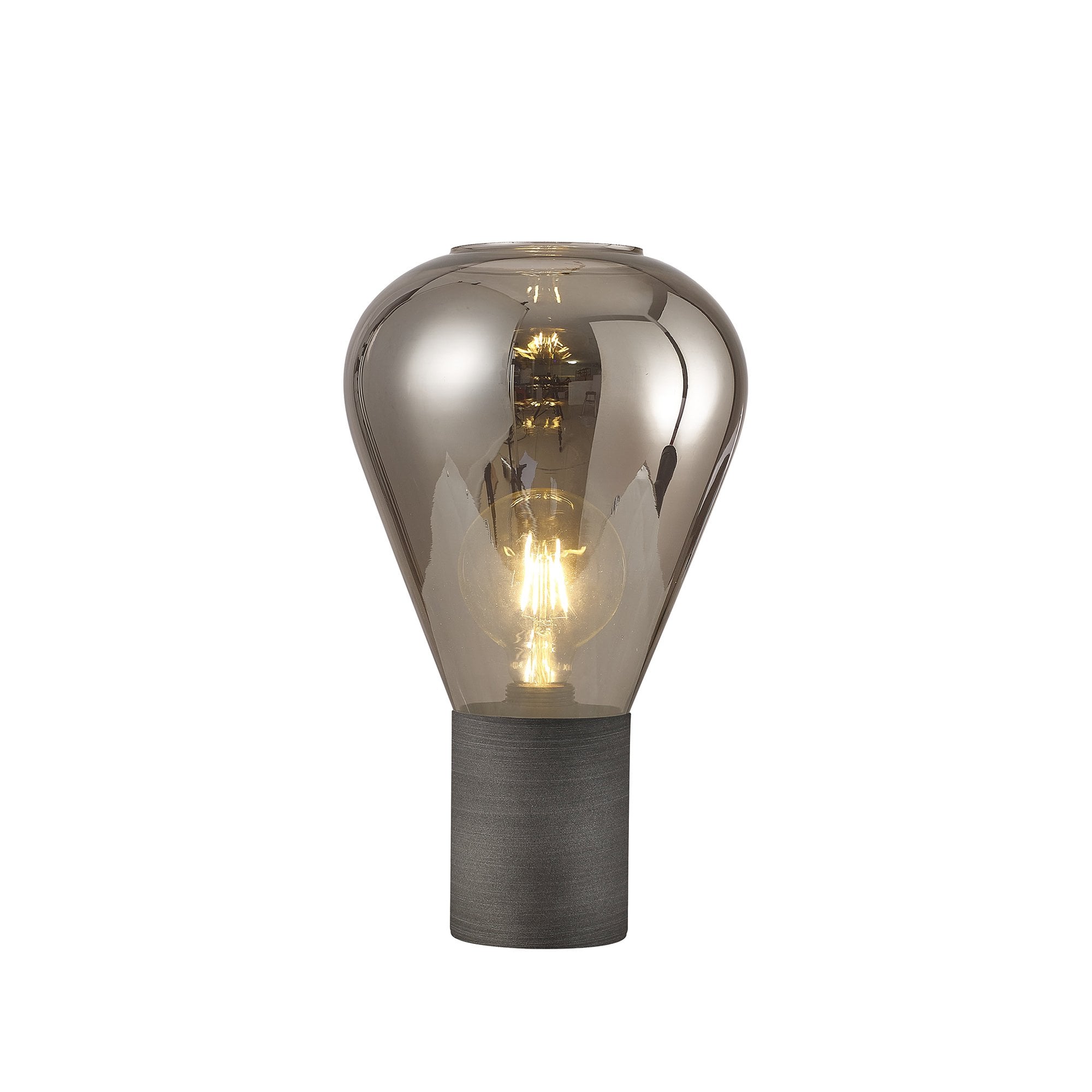 Fabula Maple Narrow Table Lamp - Pewter & Smoke Plated Glass