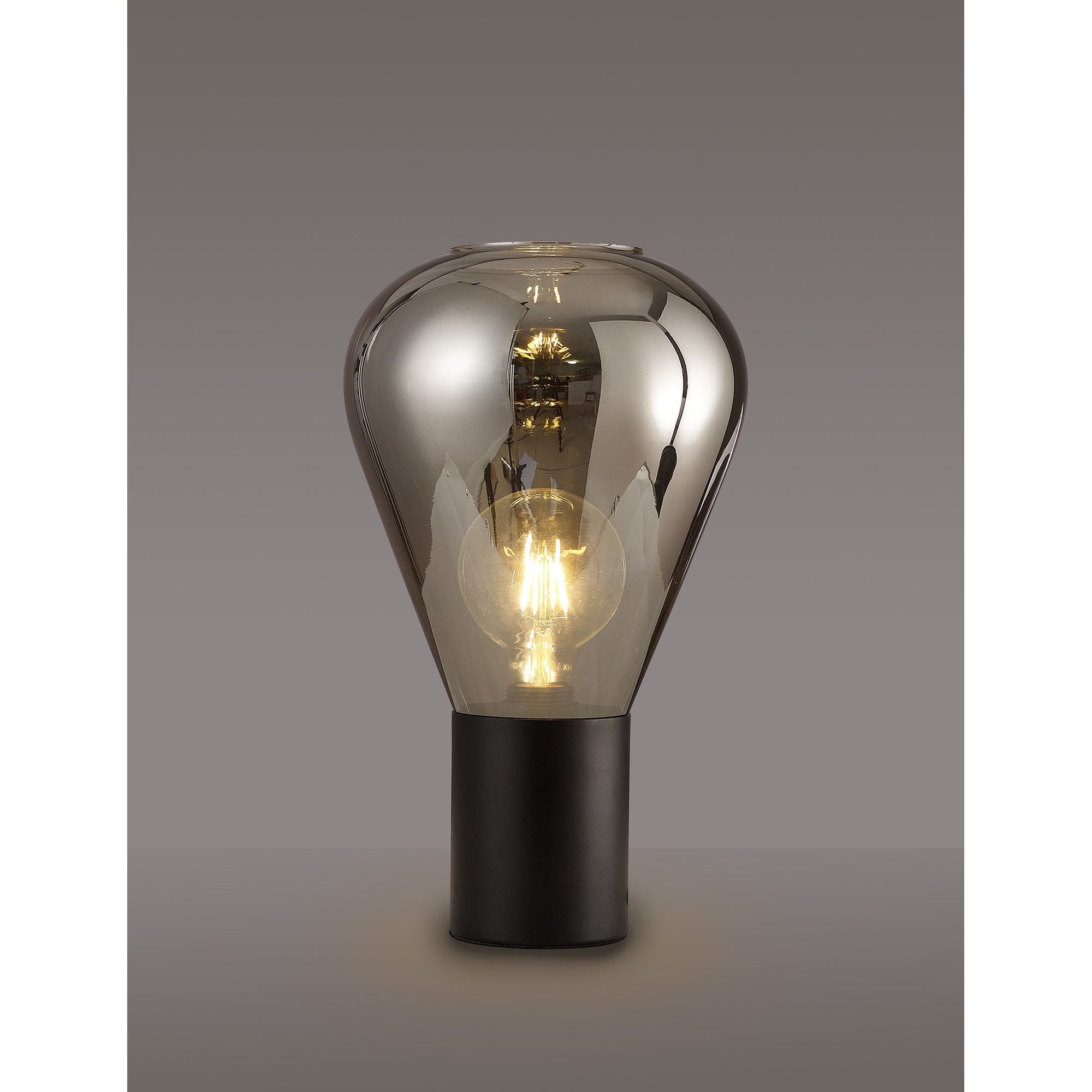 Fabula Maple Narrow Table Lamp - Satin Black & Smoke Plated Glass