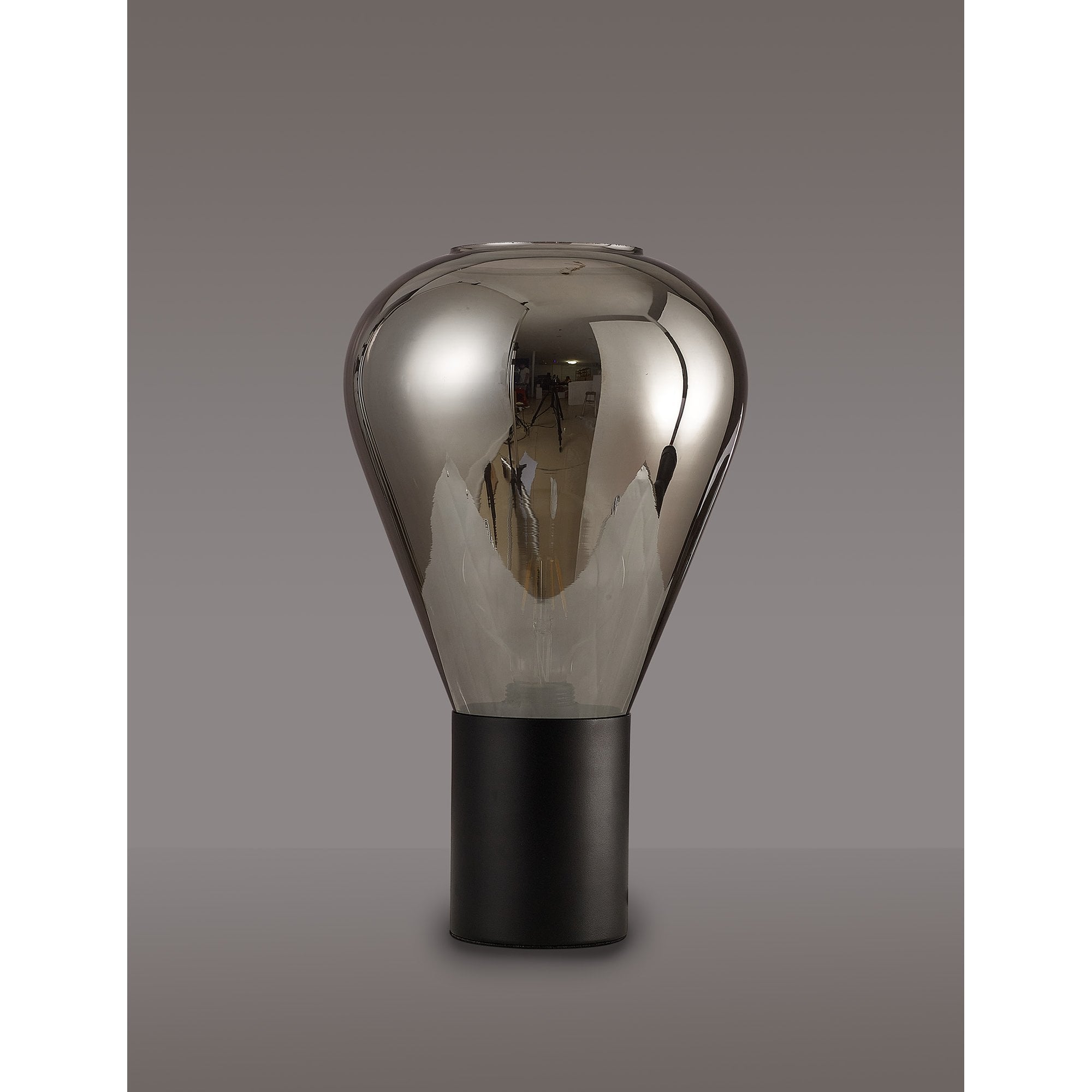 Fabula Maple Narrow Table Lamp - Satin Black & Smoke Plated Glass