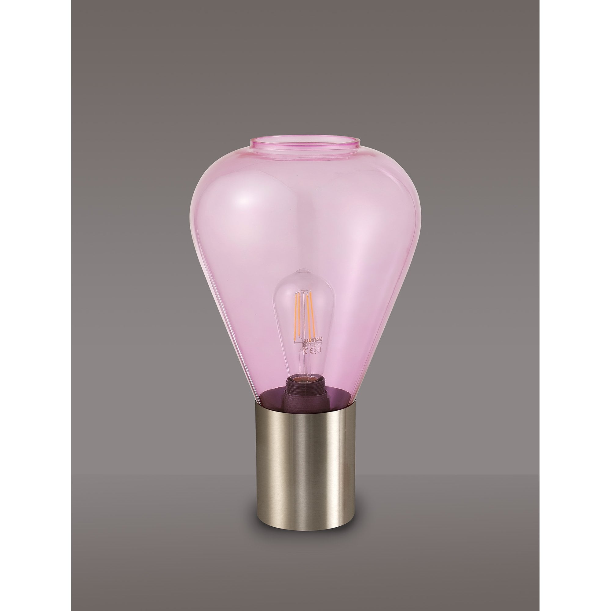 Fabula Maple Narrow Table Lamp - Satin Nickel & Lilac Glass