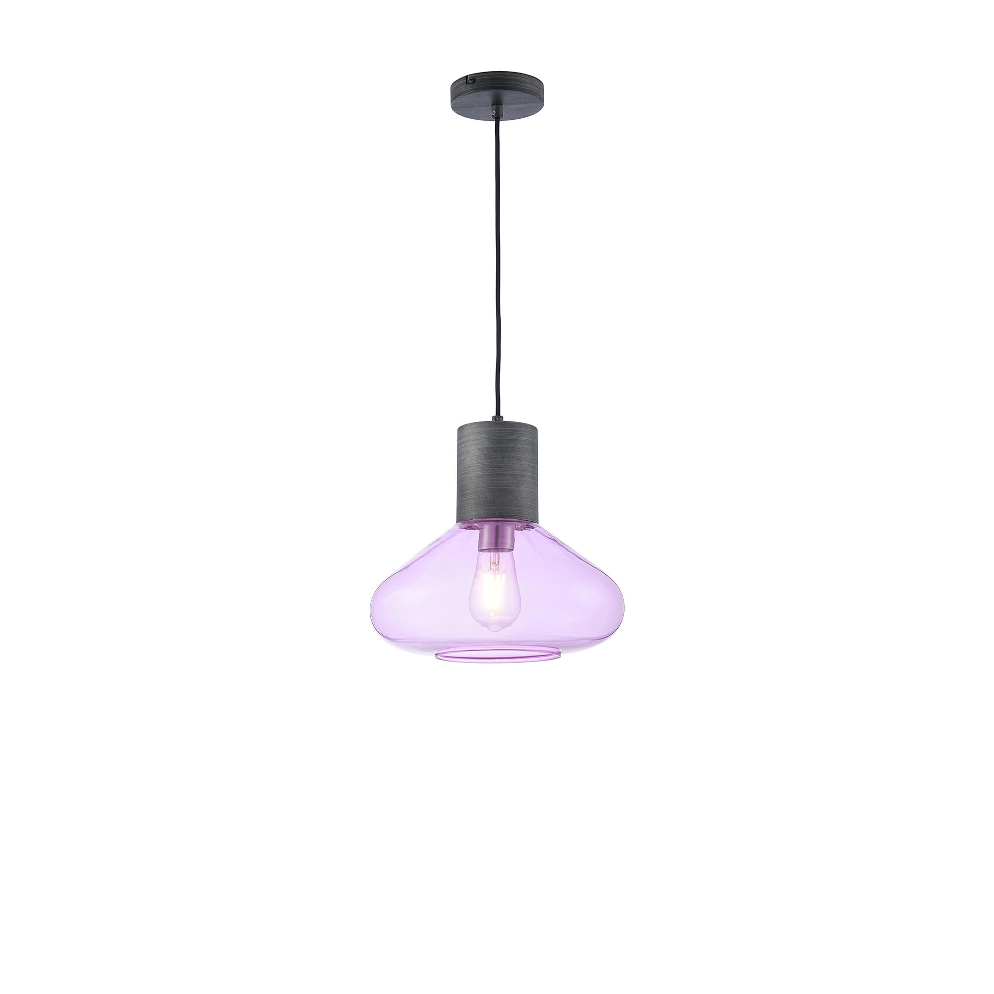 Fabula Maple Wide Pendant - Pewter & Lilac Glass