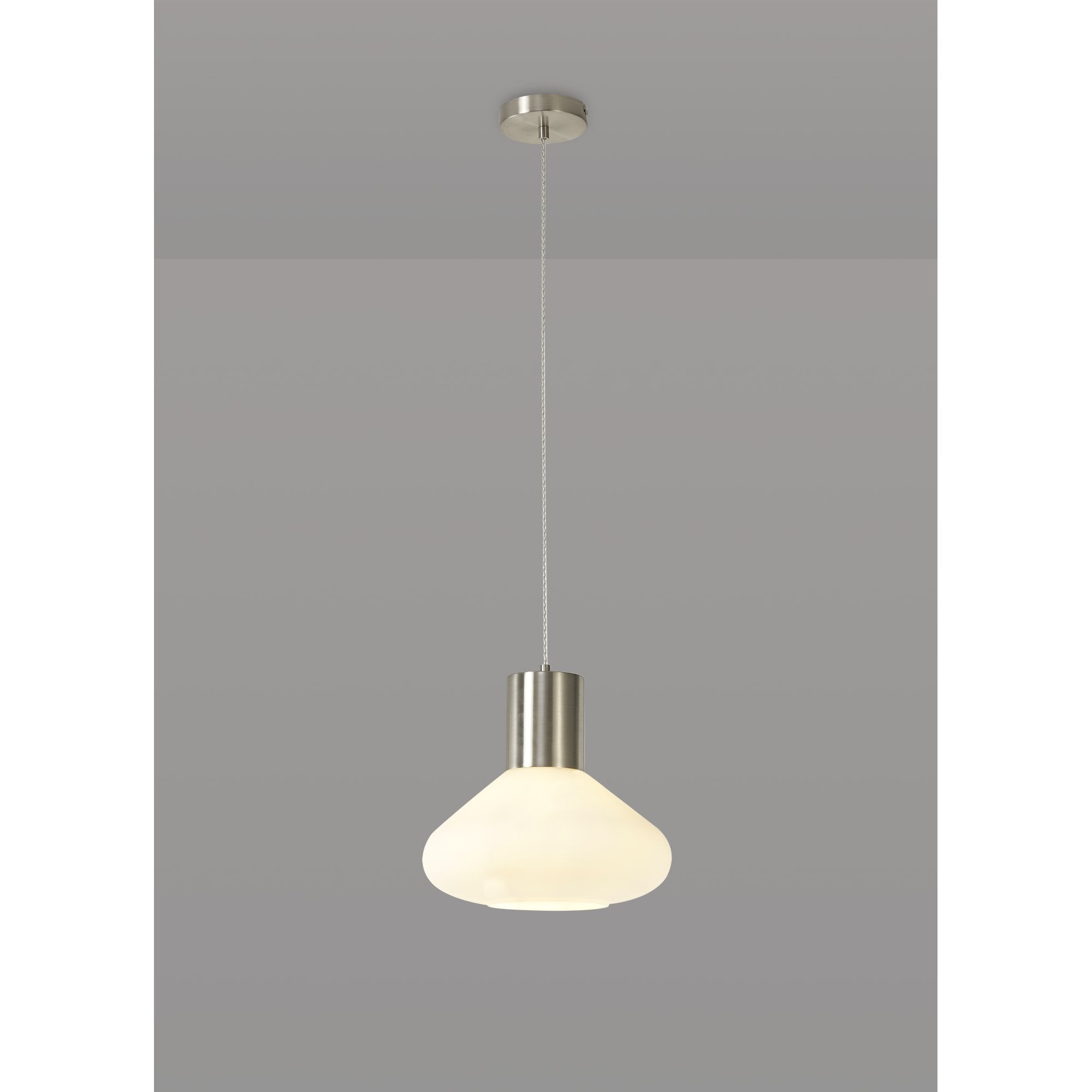 Fabula Maple Wide Pendant - Satin Nickel & Opal Glass