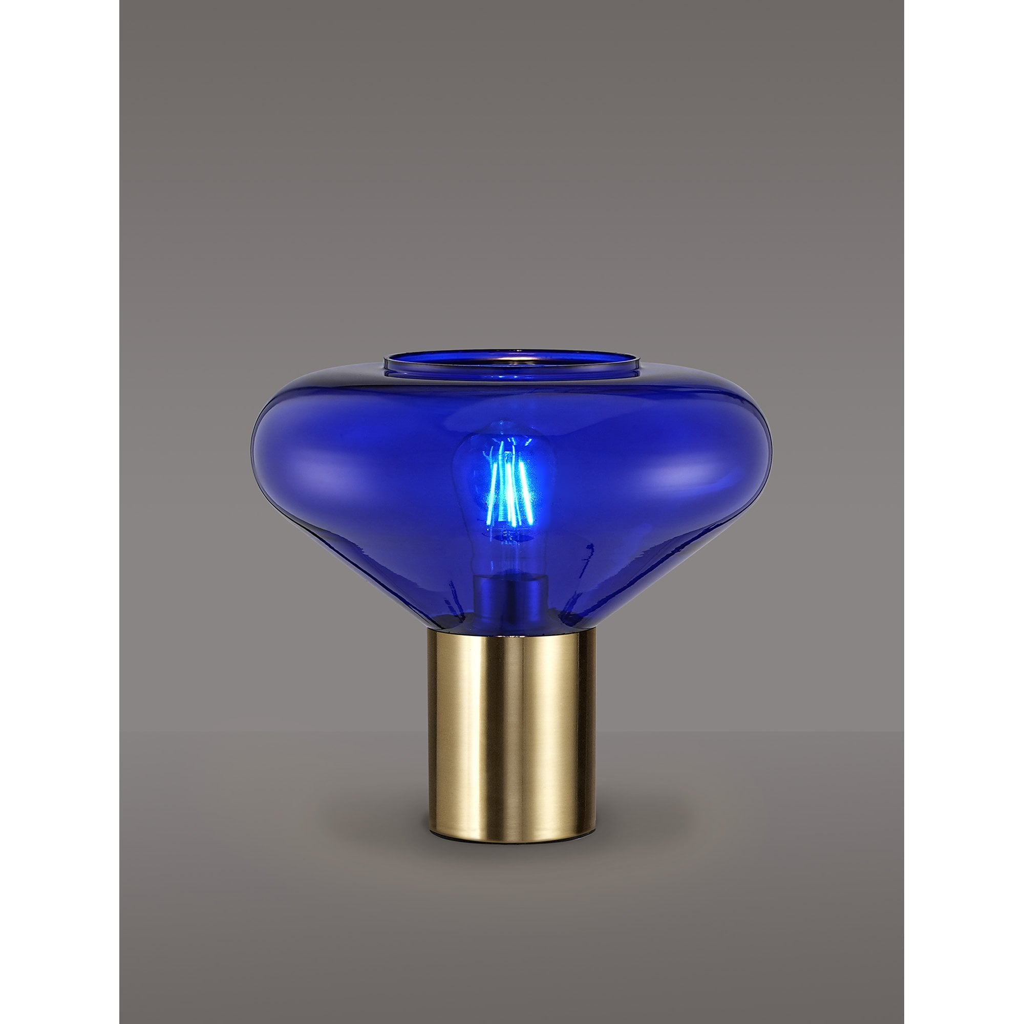Fabula Maple Wide Table Lamp - Aged Brass & Blue Ink Glass