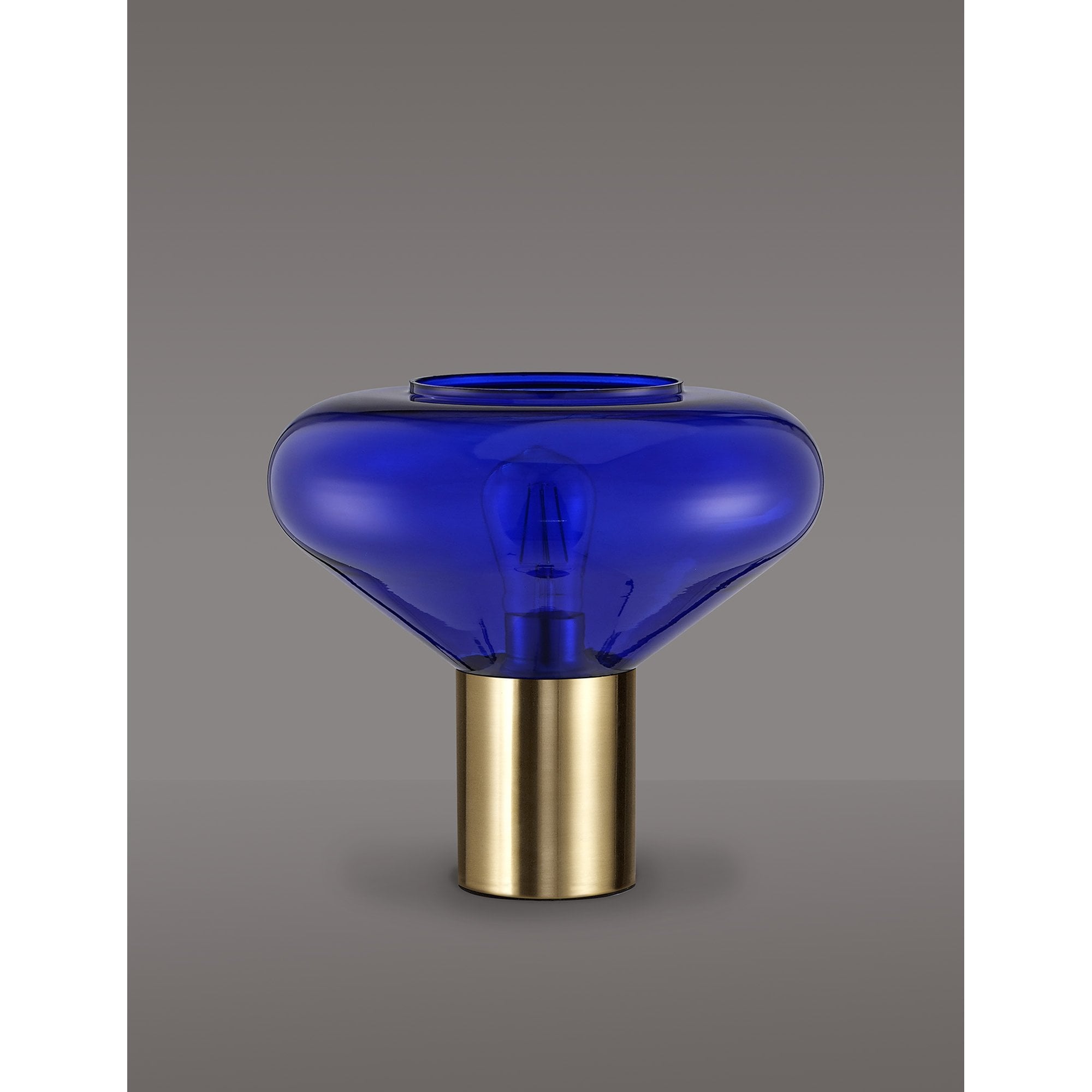 Fabula Maple Wide Table Lamp - Aged Brass & Blue Ink Glass