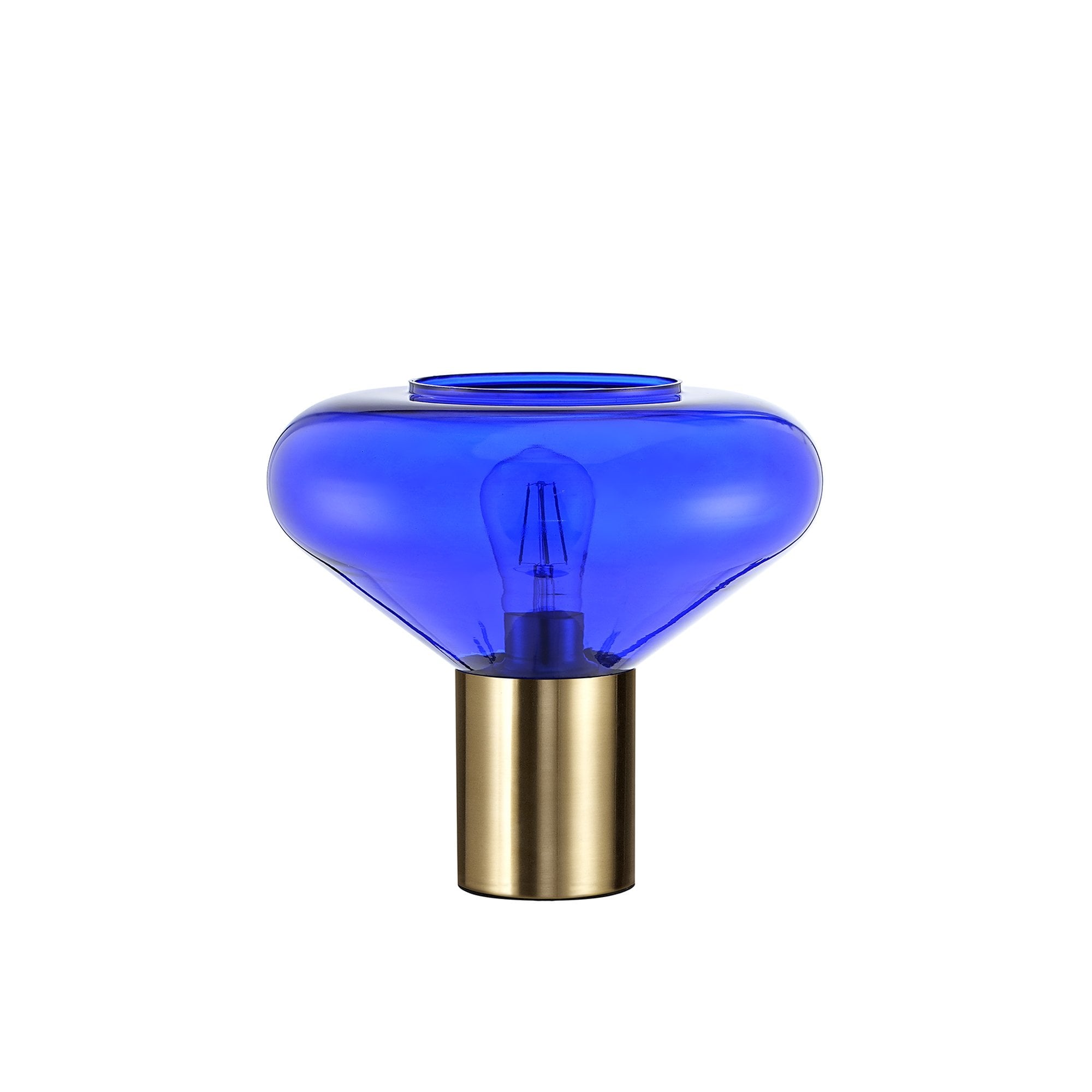 Fabula Maple Wide Table Lamp - Aged Brass & Blue Ink Glass