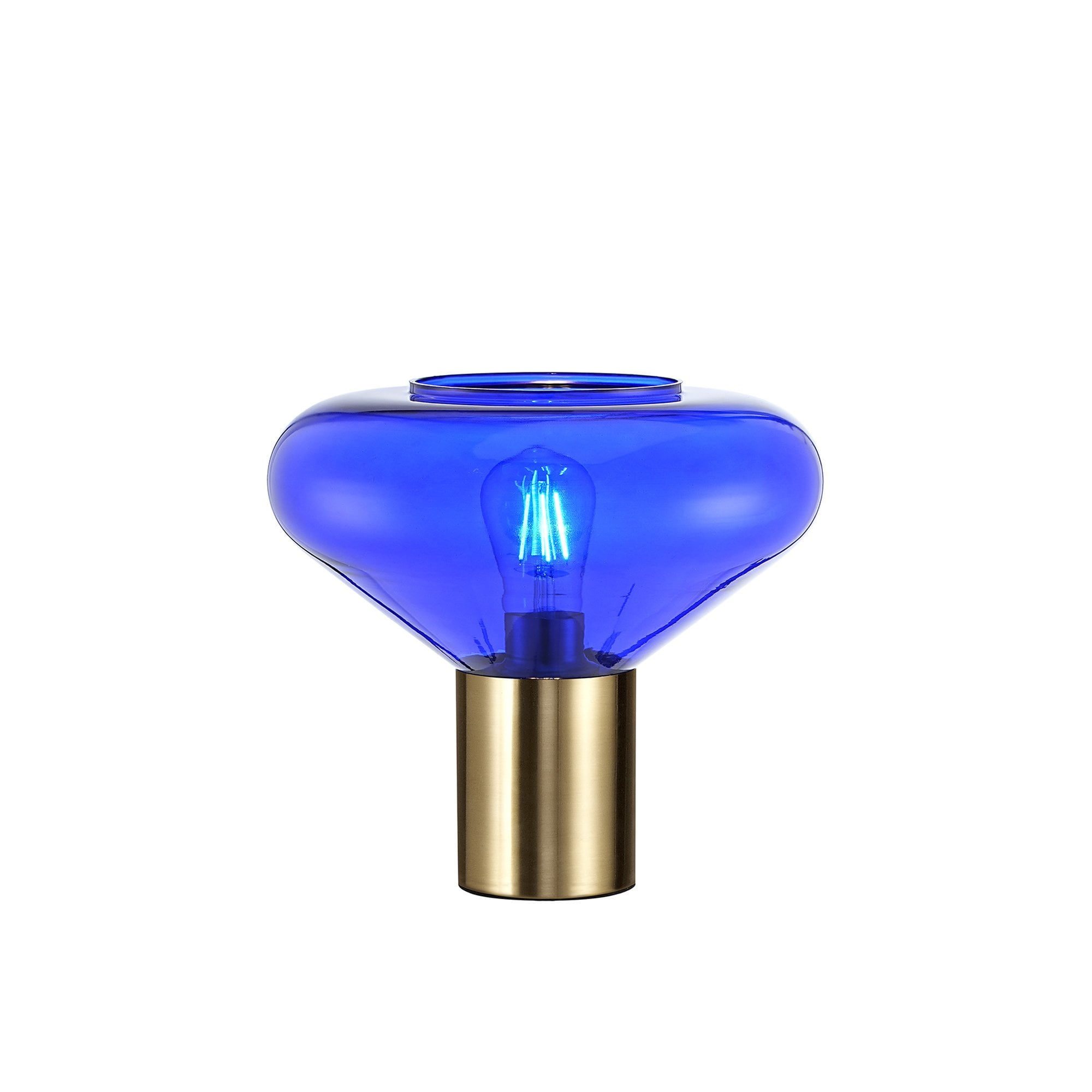 Fabula Maple Wide Table Lamp - Aged Brass & Blue Ink Glass