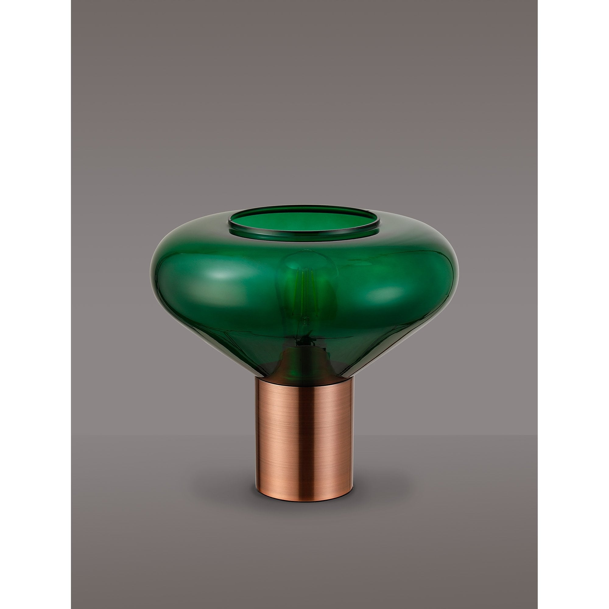 Fabula Maple Wide Table Lamp - Antique Copper & Bottle Green Glass