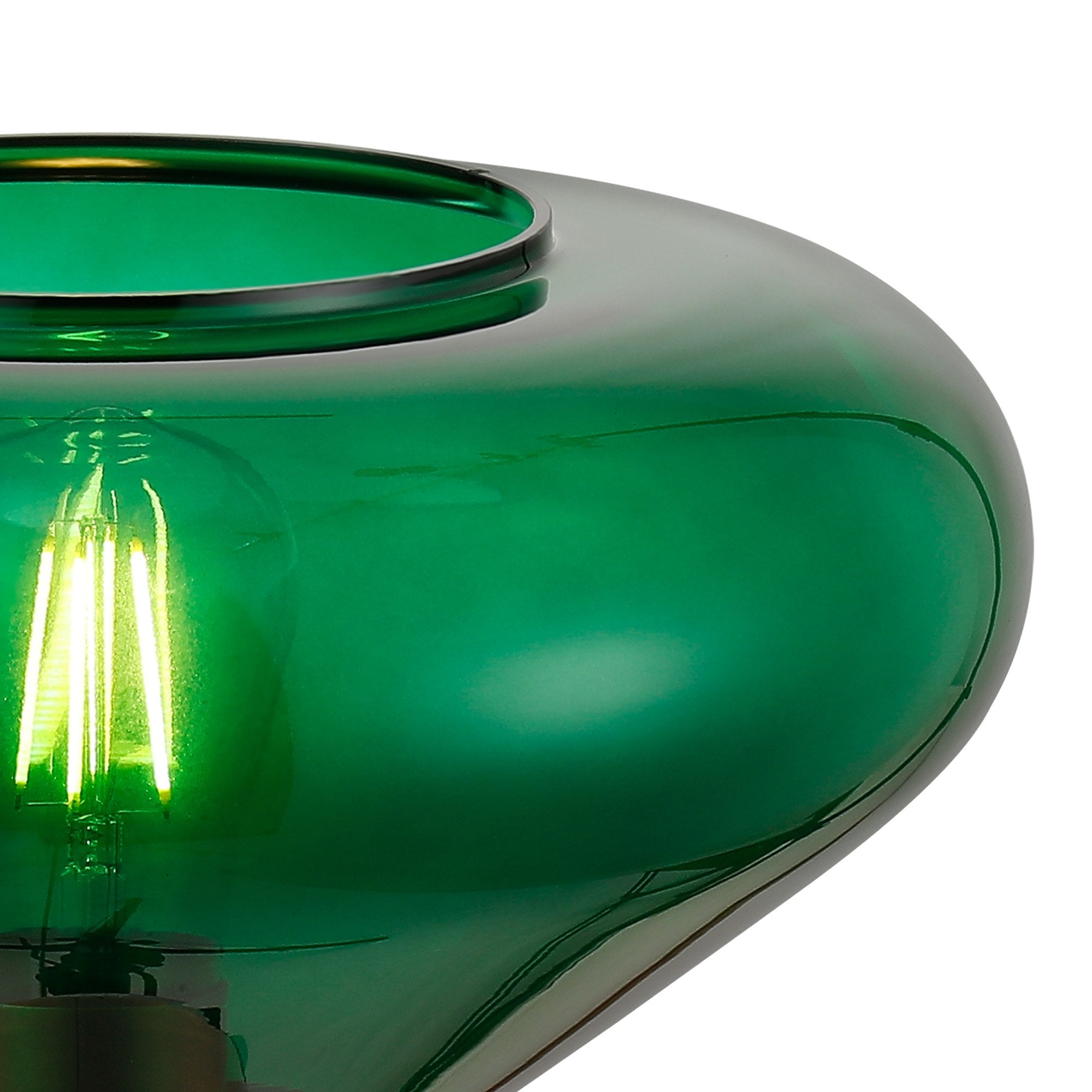 Fabula Maple Wide Table Lamp - Antique Copper & Bottle Green Glass