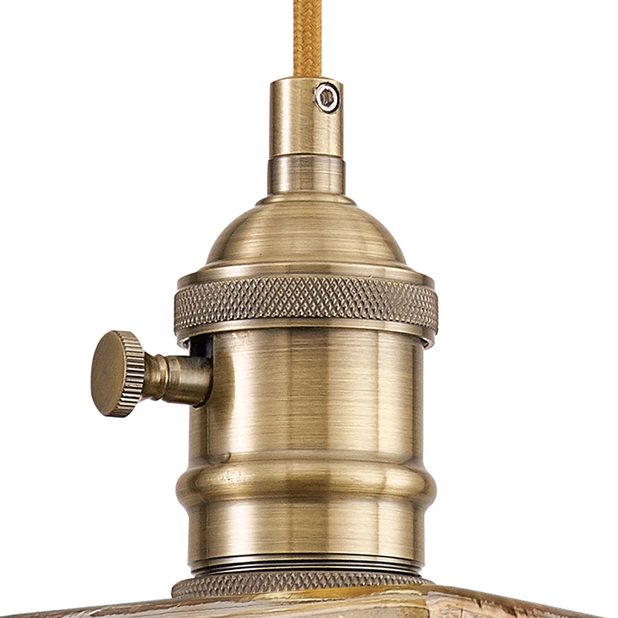 Fabula Merryhill Single Pendant - Antique Brass, Golden Brown Twisted Cable & Brown Square Glass